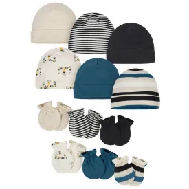 12-Pack Baby Boys Tiger Cap and Mitten Set