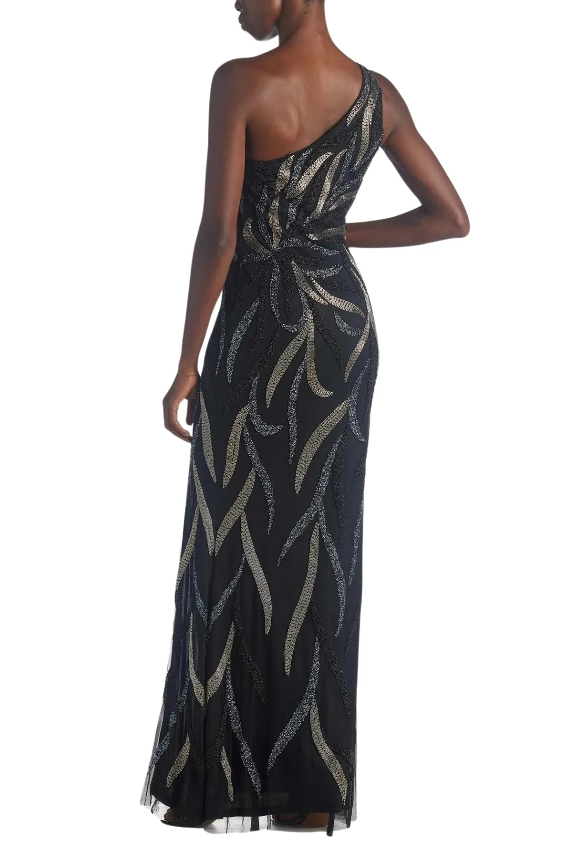 Aidan Mattox Beaded Asymmetric Gown