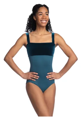 Ainsliewear | Square Neck Leotard | Deep Teal   Velvet