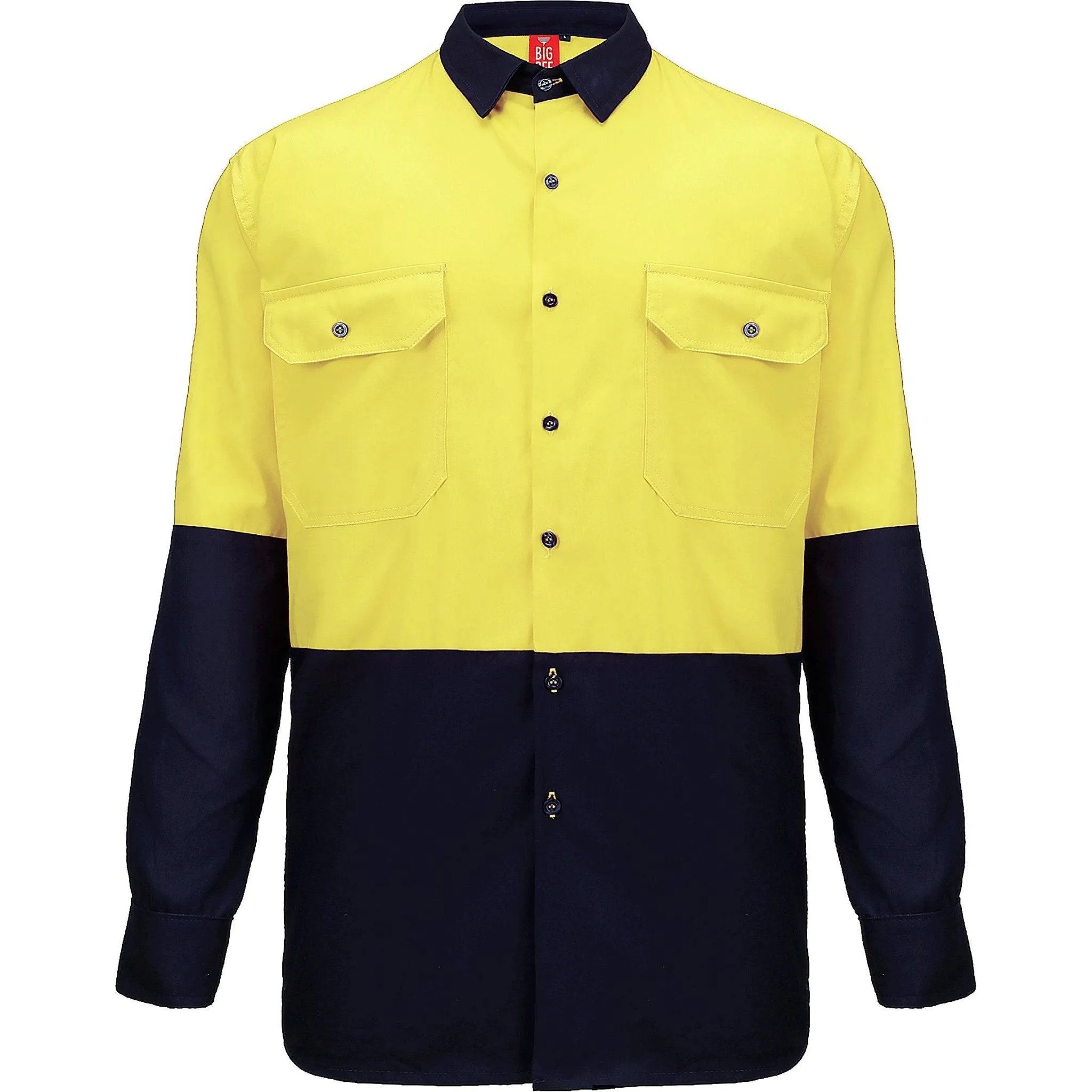 Big Bee Men's Hi Vis Shirts, Long Sleeve Safety Work Top