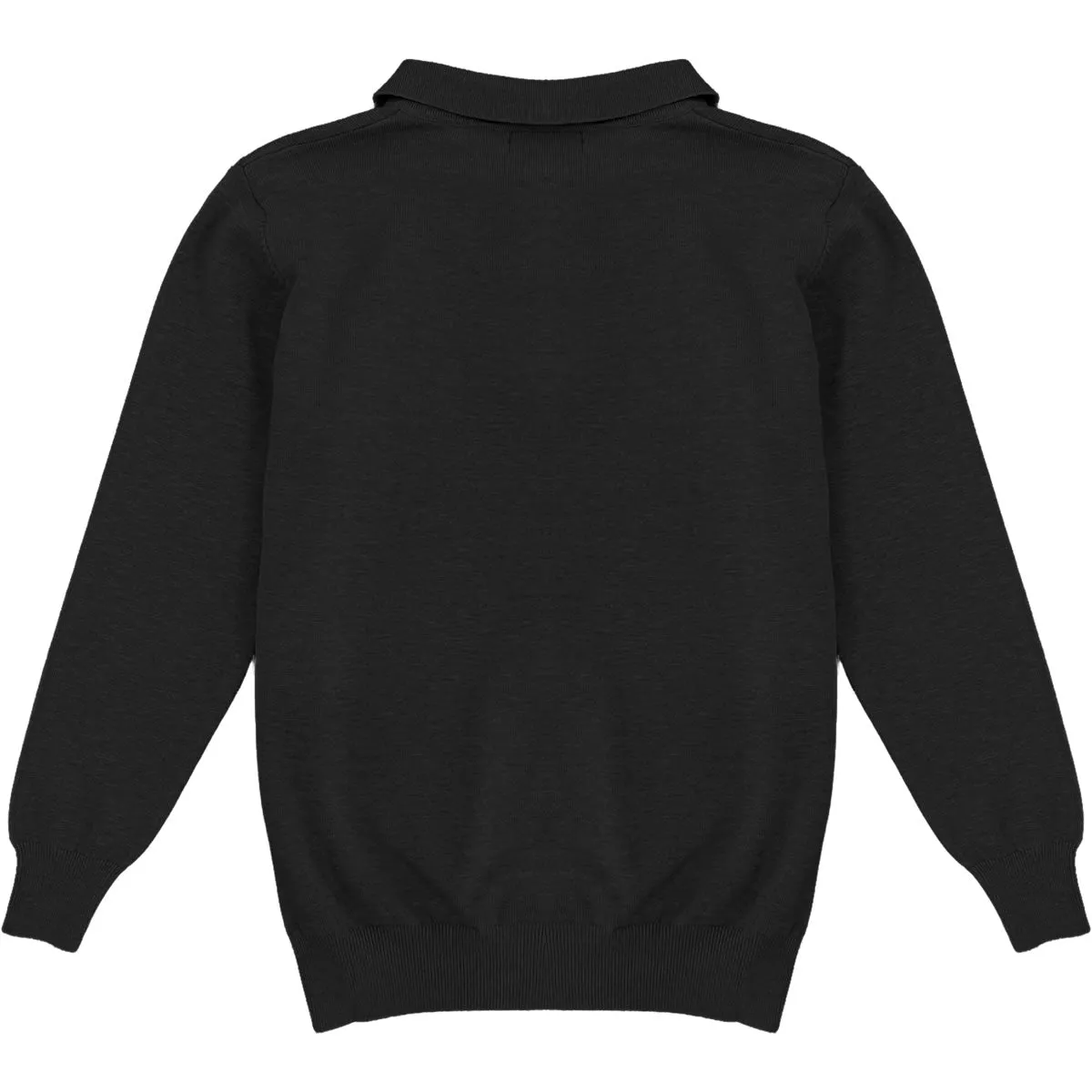 Black Mens Knit Long Sleeve Sweater Polo Shirt