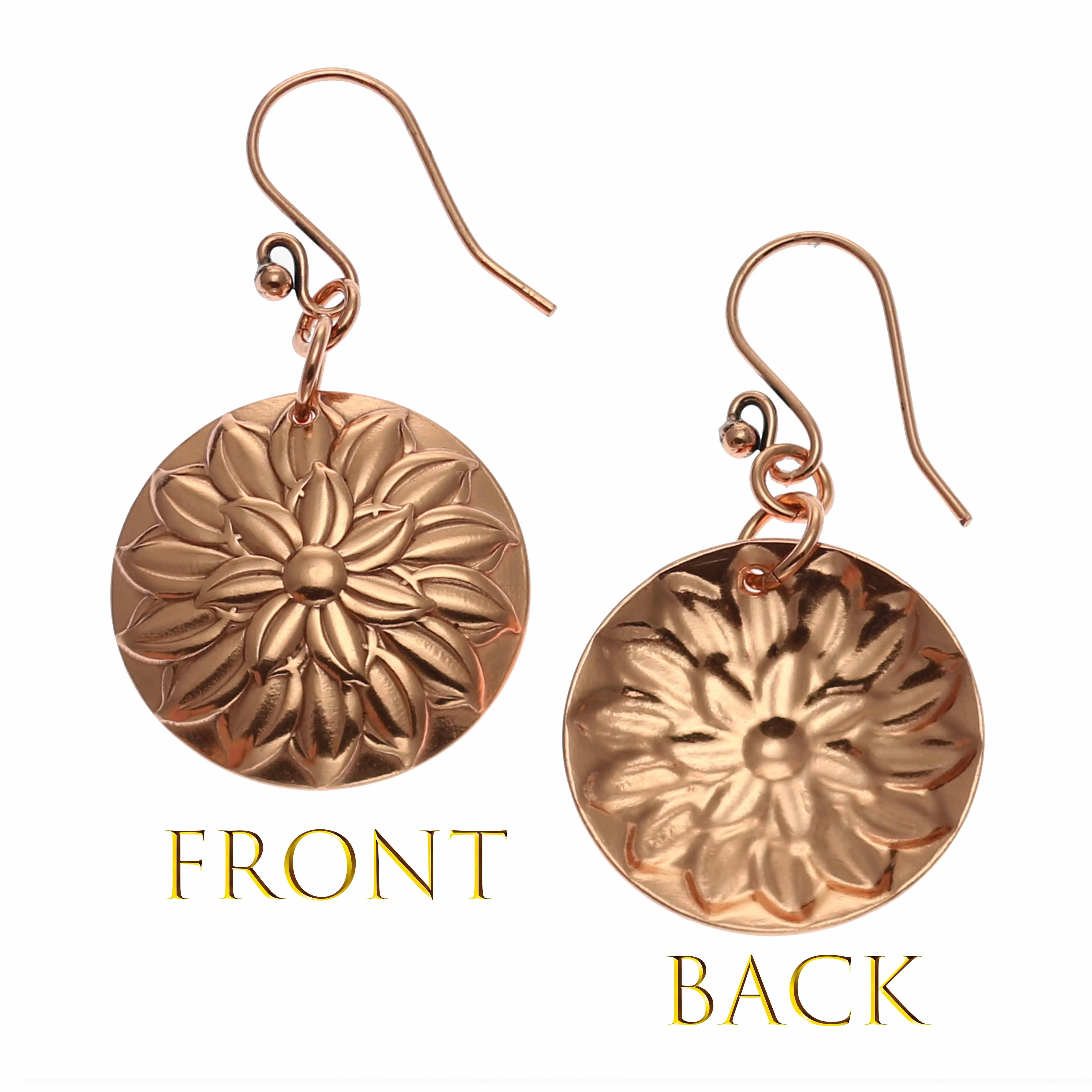 Chrysanthemum Copper Disc Earrings