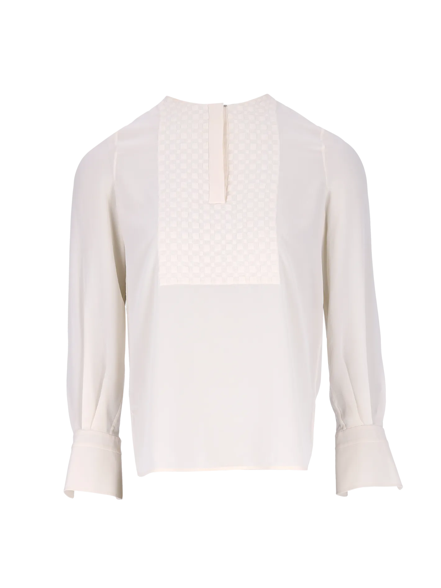 contrasting-panel silk henley blouse