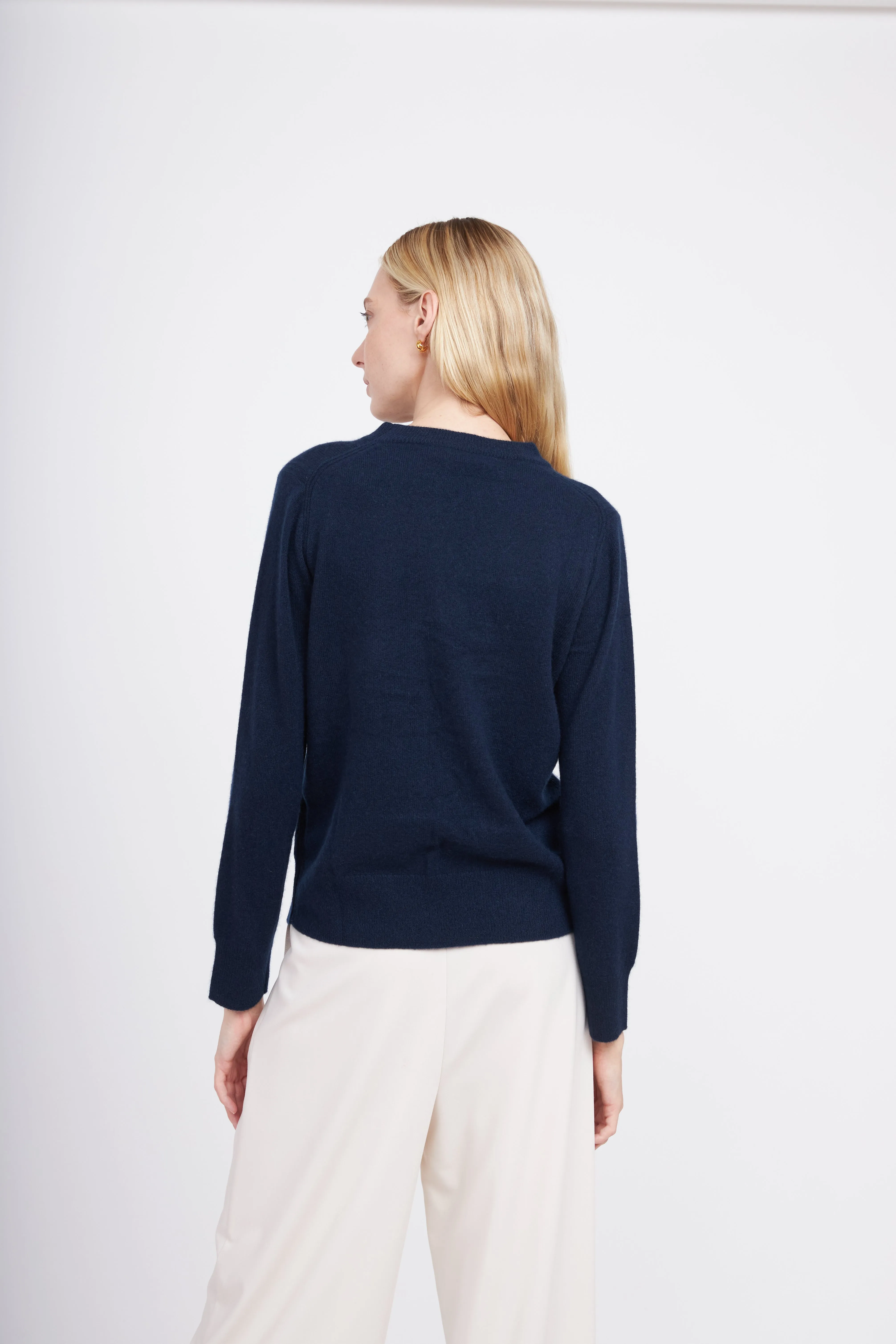 Crewneck Cashmere Sweater - Navy