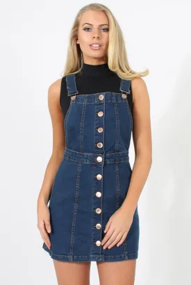 Dark Blue Dungarees Dress - Sunni