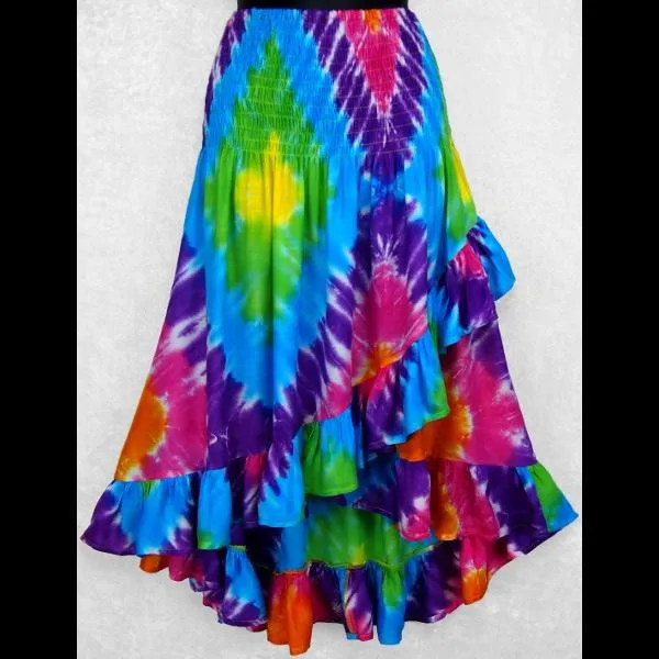 Diamond Tie-Dye Ruffled Convertible Top/Skirt