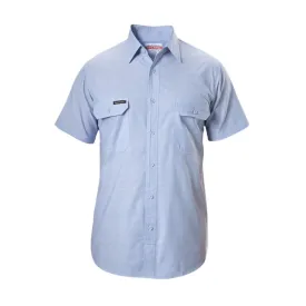 Hard Yakka Short Sleeve Chambray Open Front Cotton Work Shirt (Y07529)