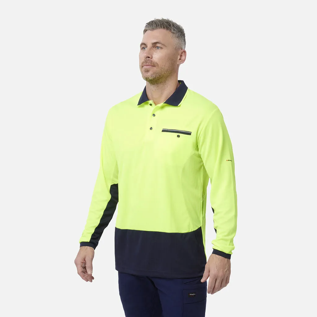 King Gee Workcool Hyperfreeze Hi-Vis Lightweight Long Sleeve Polo (K54840)