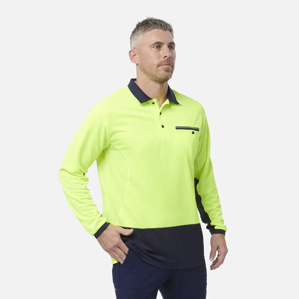 King Gee Workcool Hyperfreeze Hi-Vis Lightweight Long Sleeve Polo (K54840)