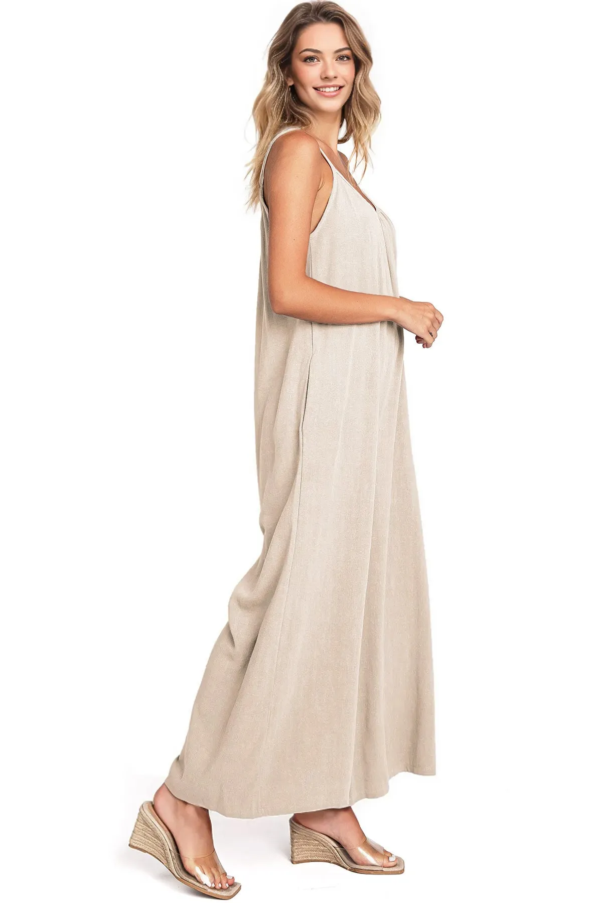 Lana Roux Tulum Wide-Leg Linen Jumpsuit