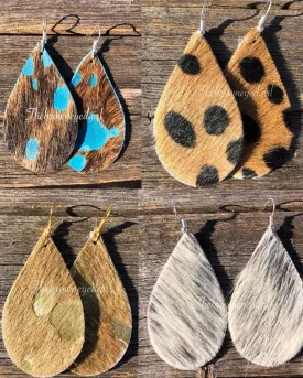 Leopard Leather Hair On Hide  Hand Made Earrings