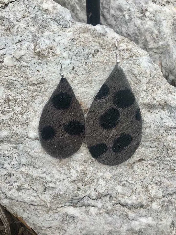 Leopard Leather Hair On Hide  Hand Made Earrings