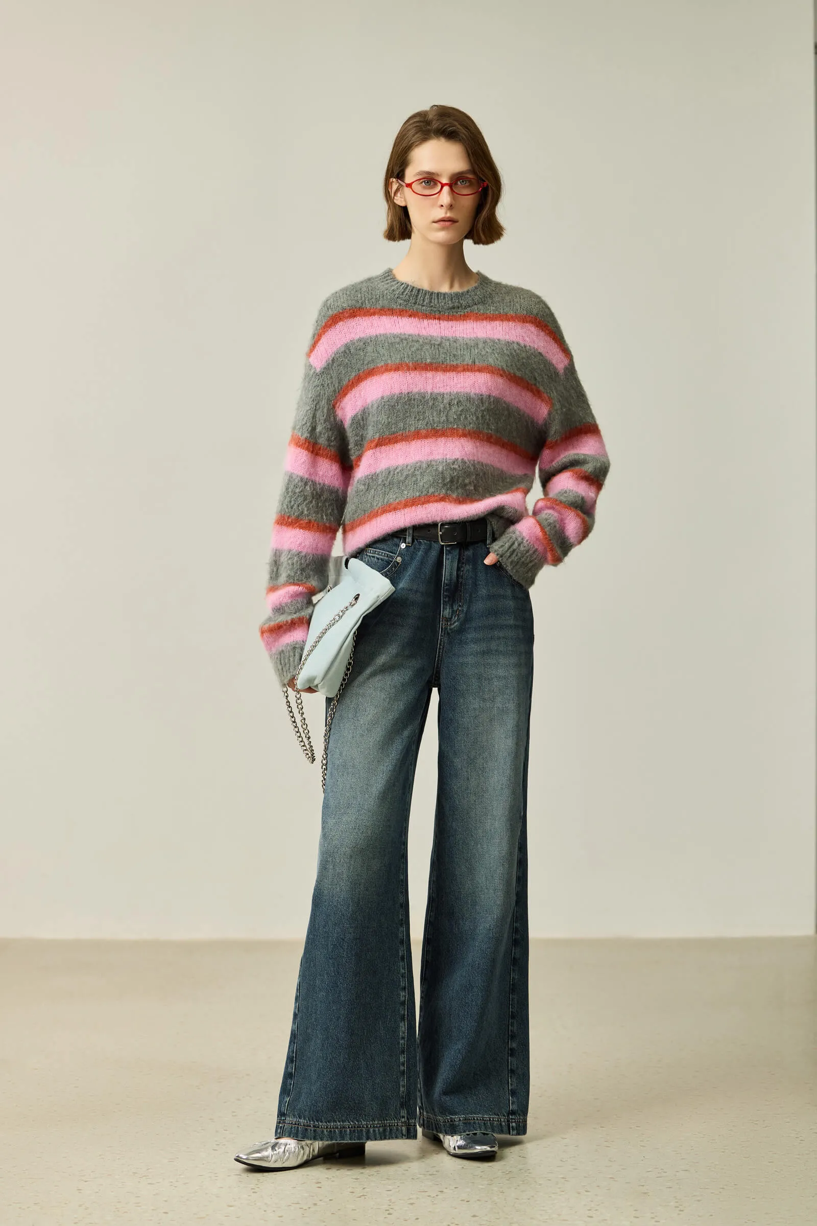 LILY Cozy Color-Block Striped Sweater