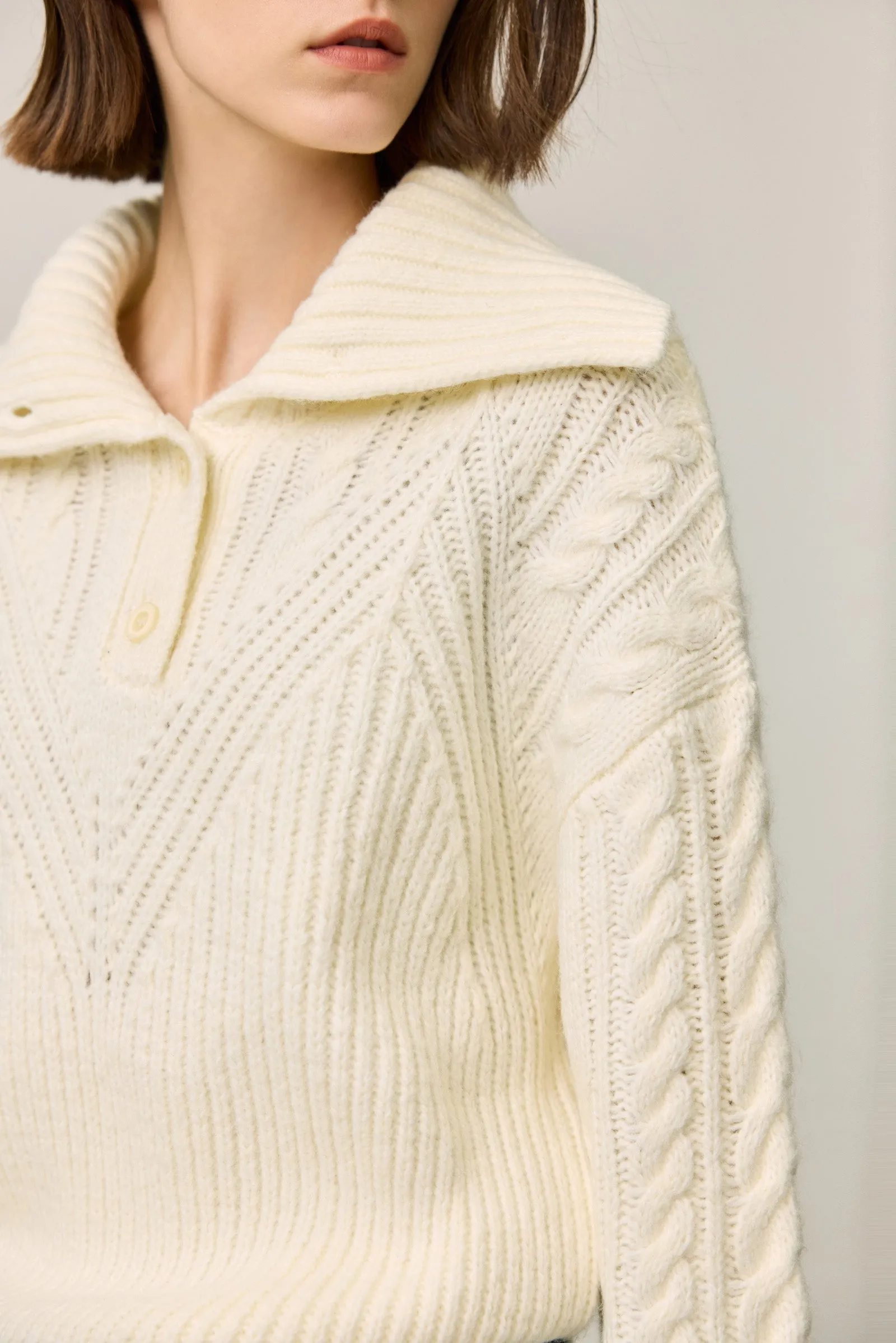 LILY Soft Polo Collar Knit Sweater