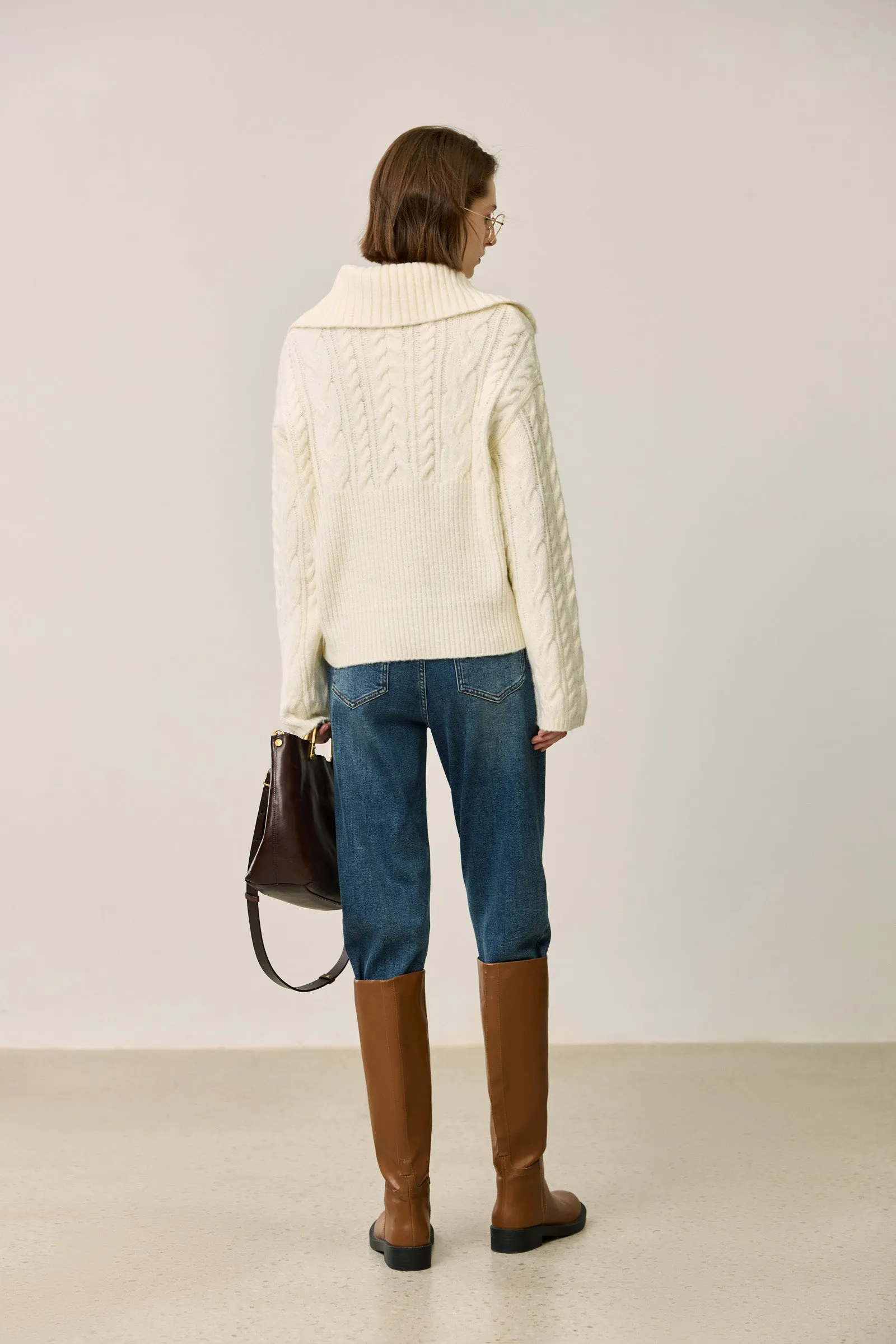 LILY Soft Polo Collar Knit Sweater