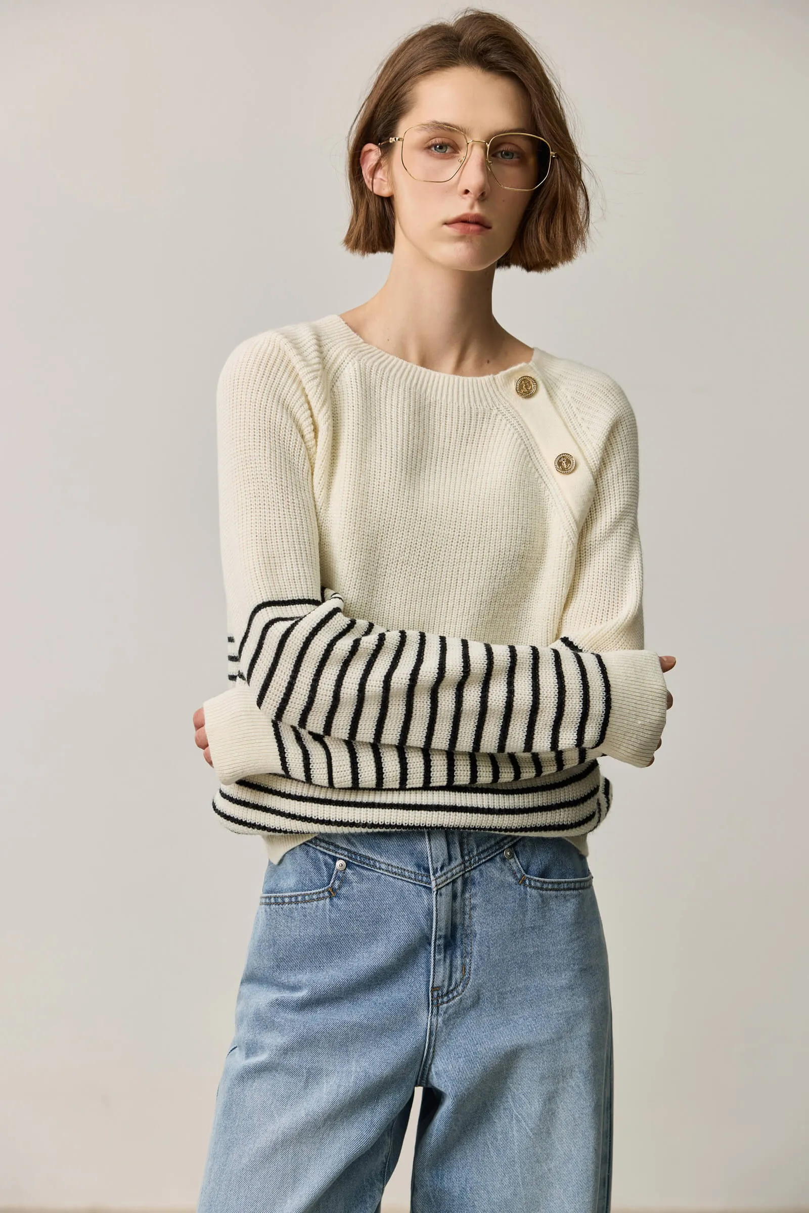 LILY Wool-Blend Striped Knit Top