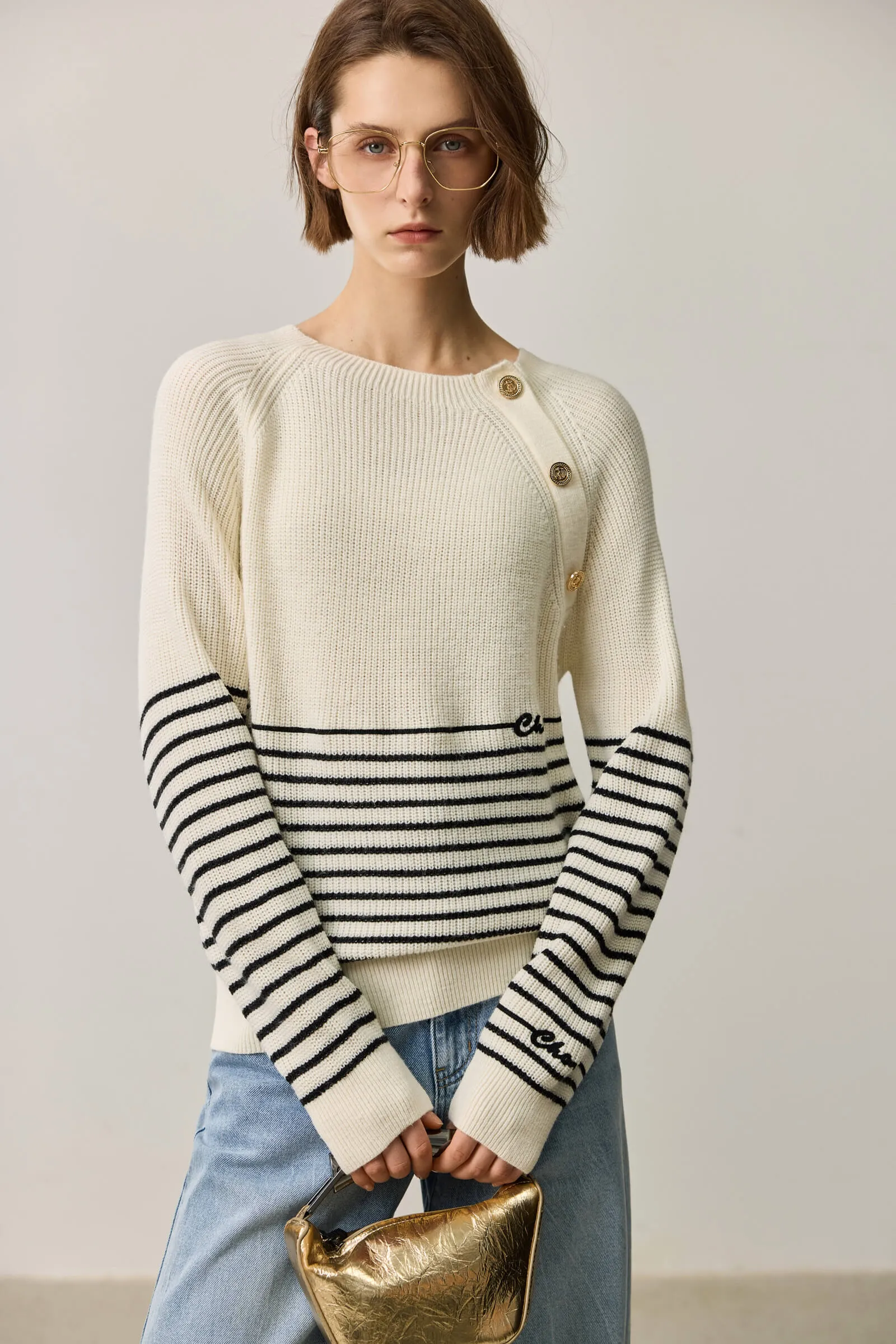 LILY Wool-Blend Striped Knit Top