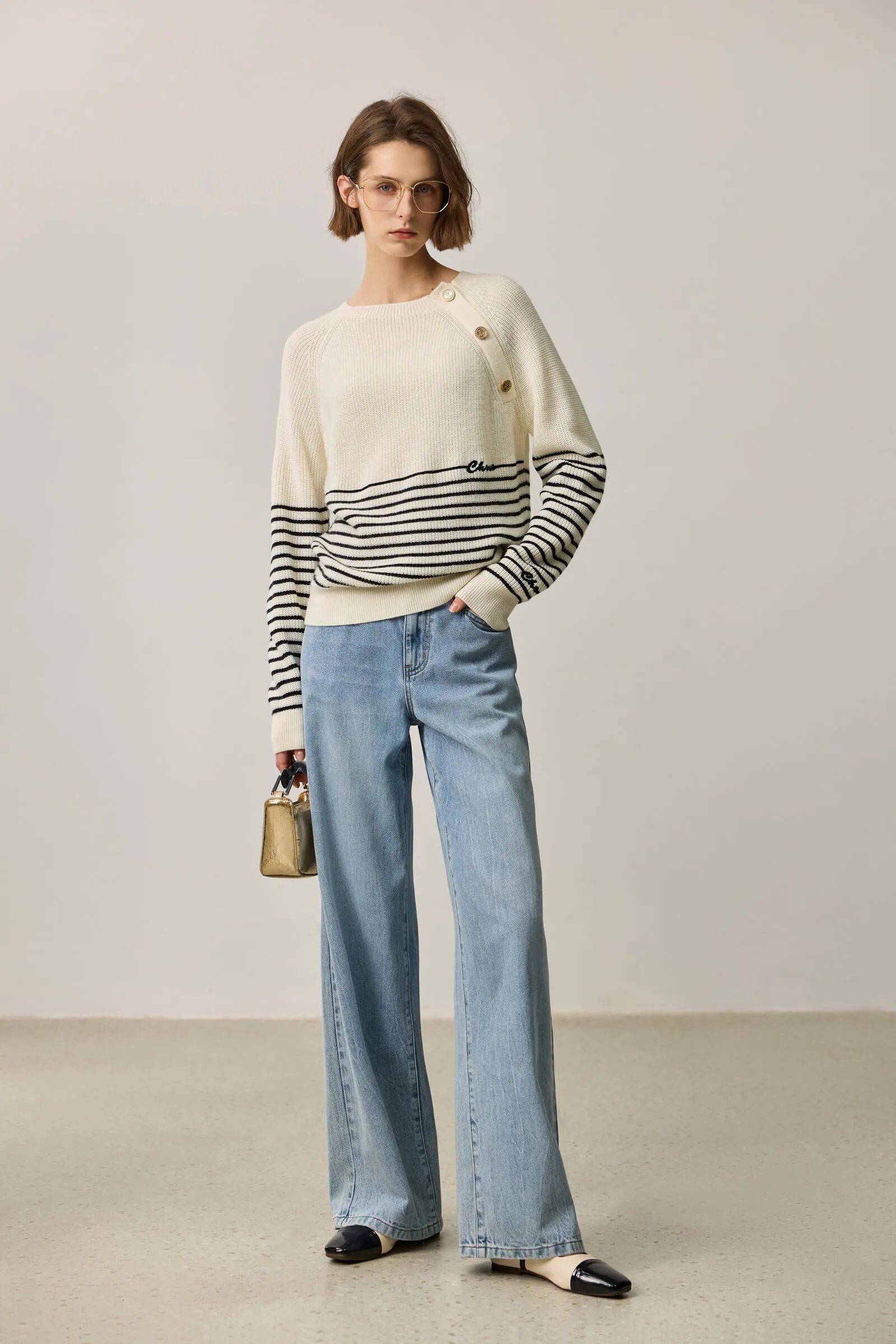 LILY Wool-Blend Striped Knit Top