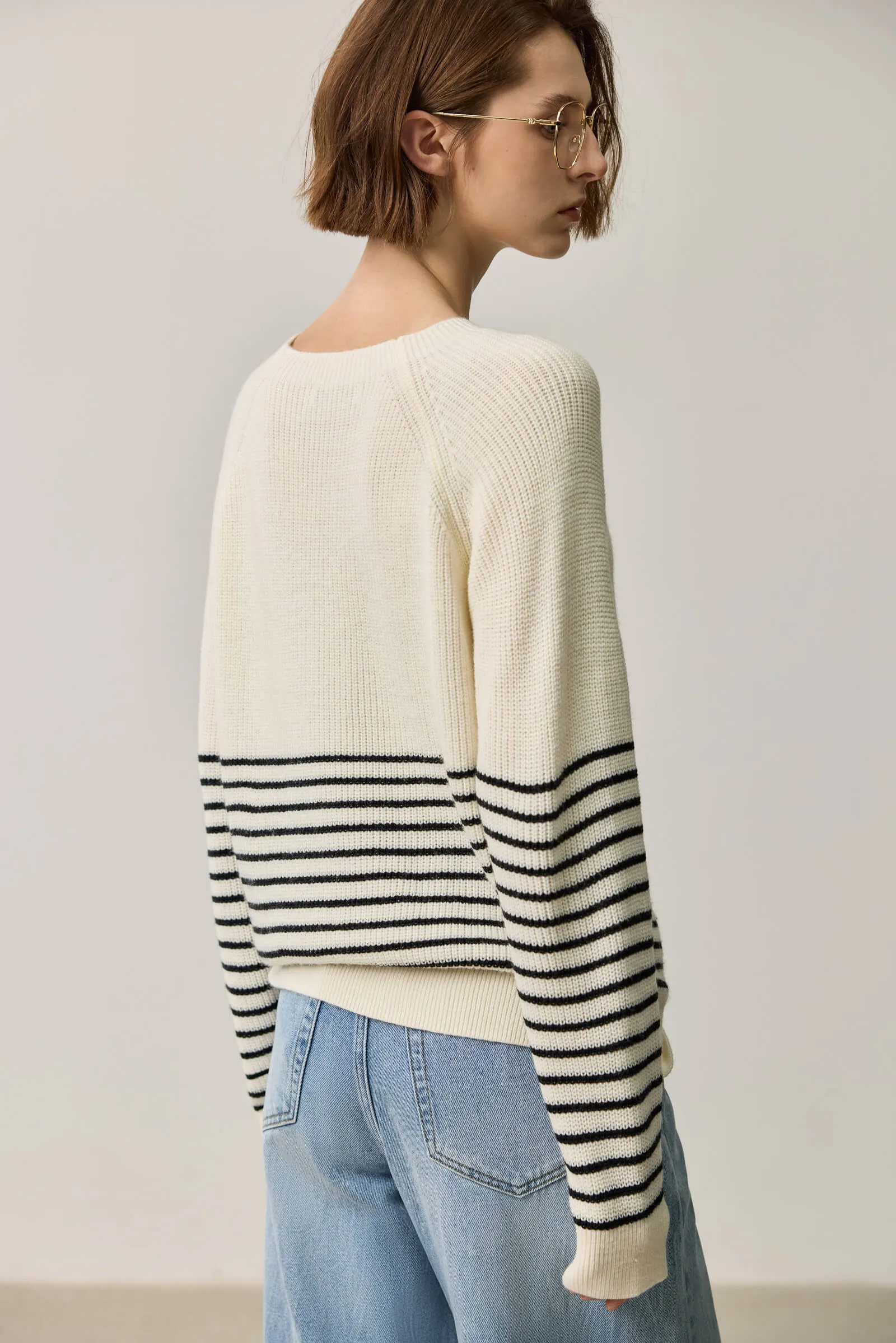 LILY Wool-Blend Striped Knit Top