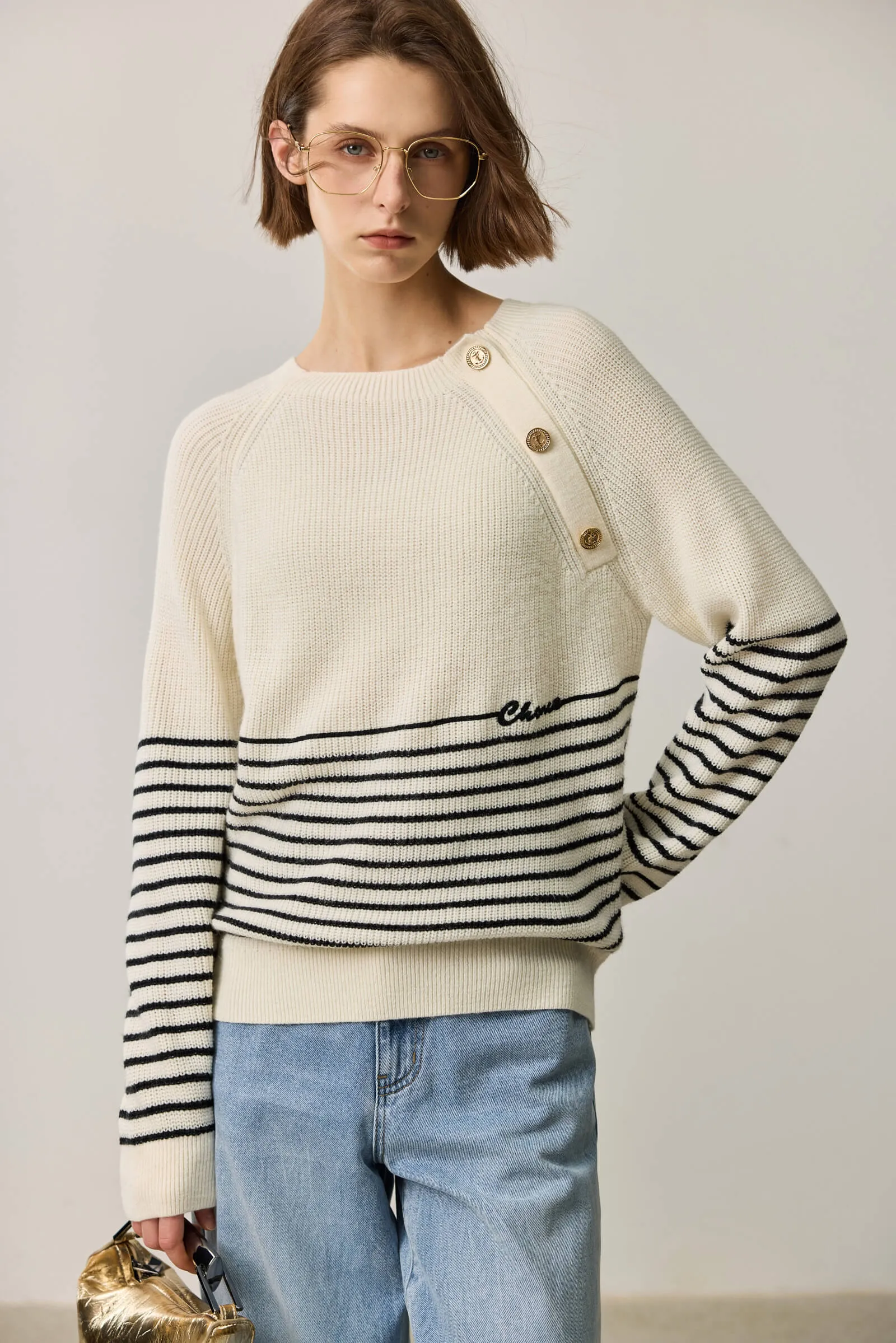 LILY Wool-Blend Striped Knit Top