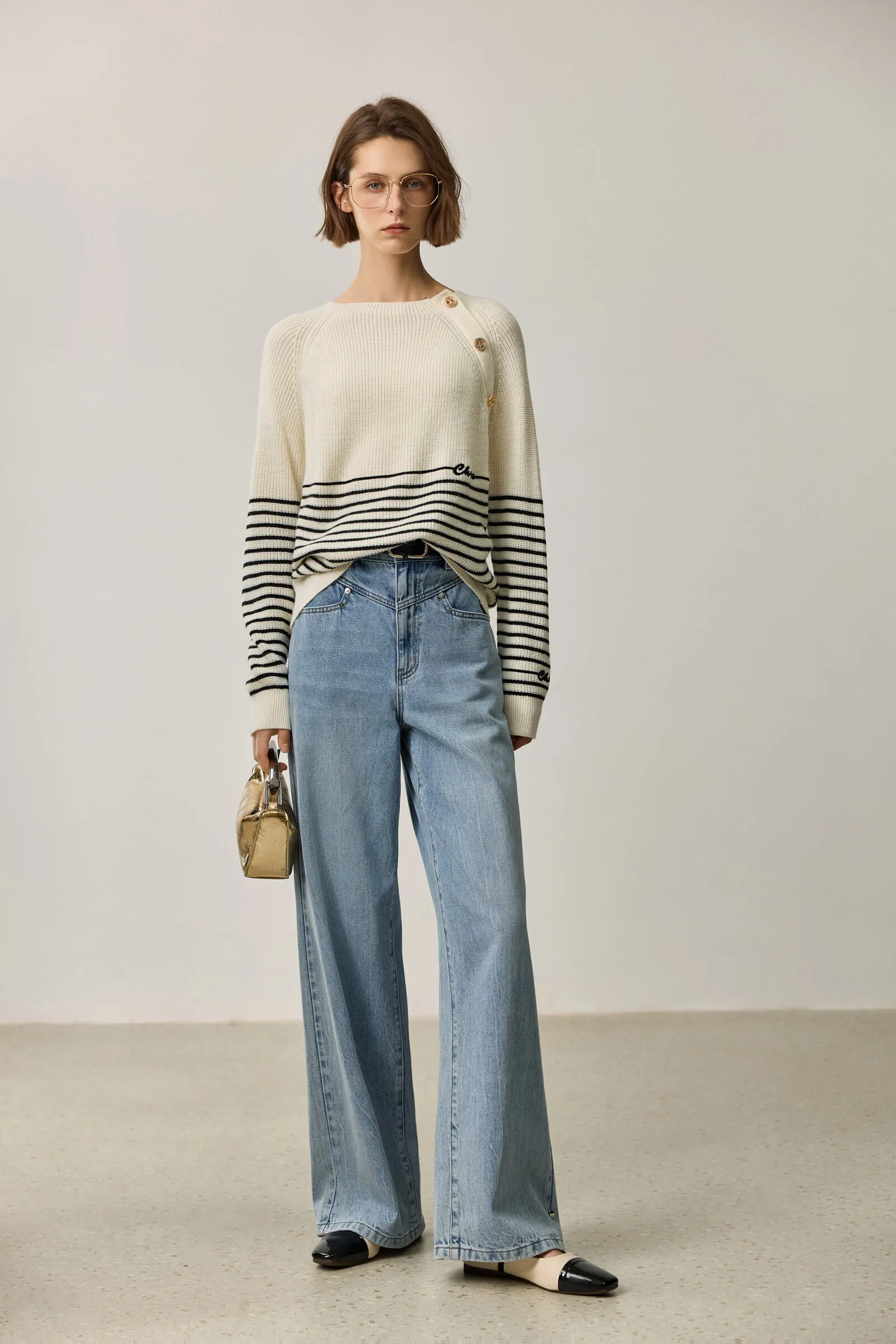 LILY Wool-Blend Striped Knit Top