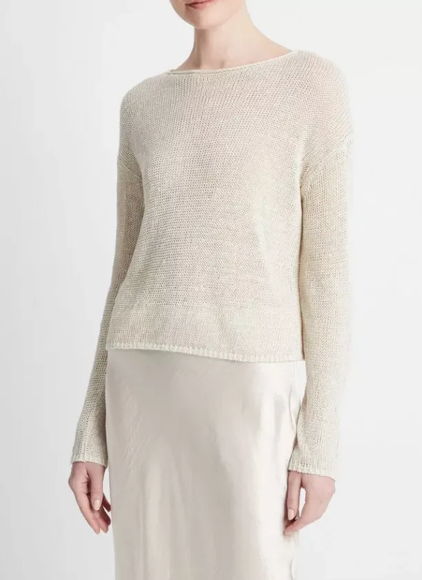 Linen Cord Drop Shoulder Pullover