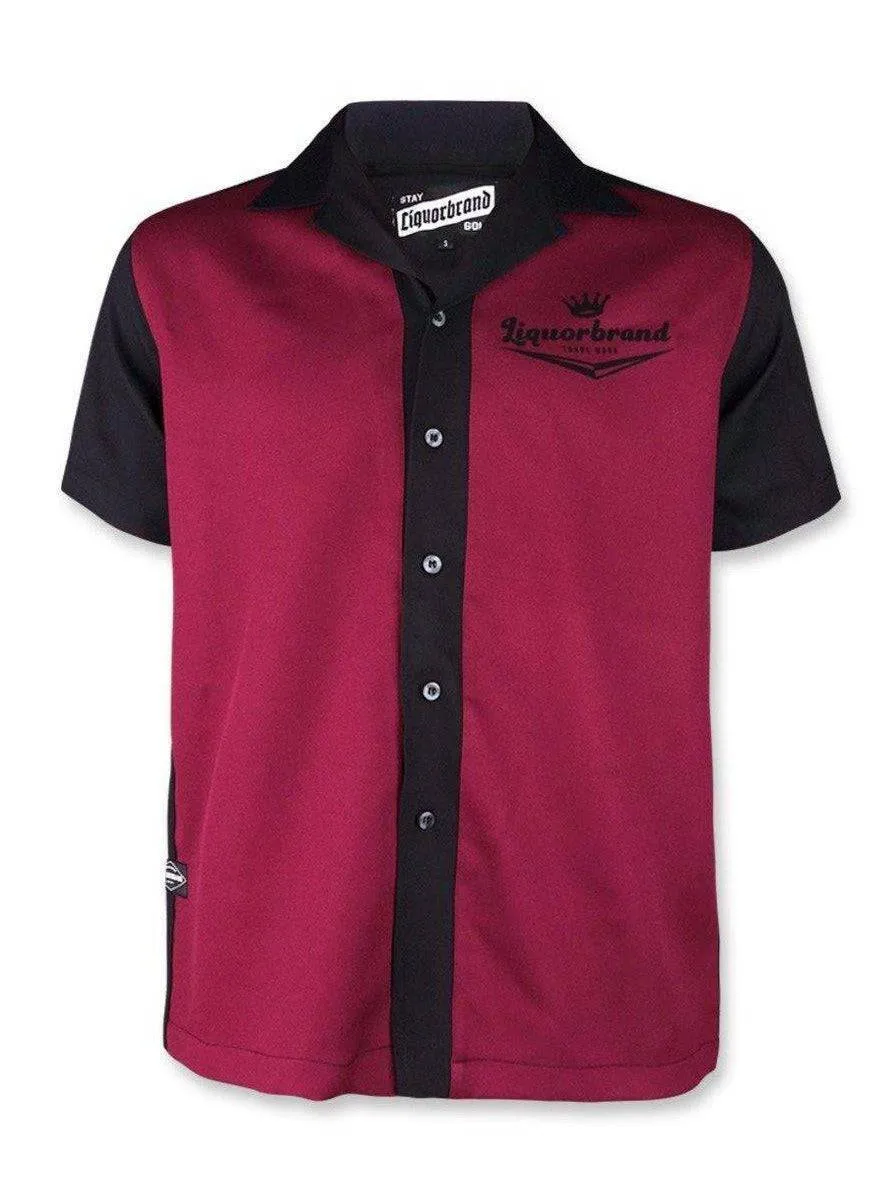 LIQUORBRAND STARBURST BURGUNDY BOWLING SHIRT