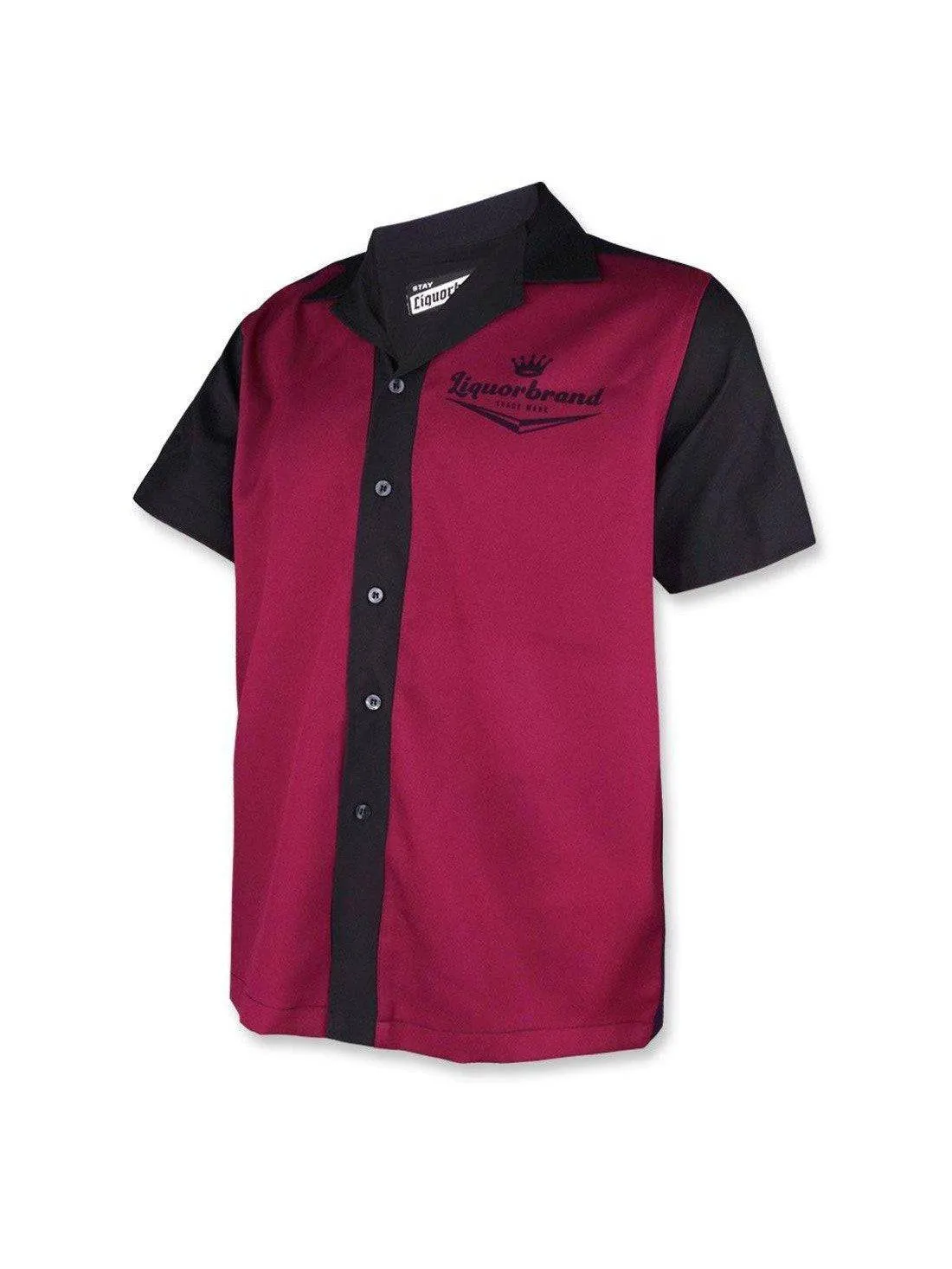 LIQUORBRAND STARBURST BURGUNDY BOWLING SHIRT