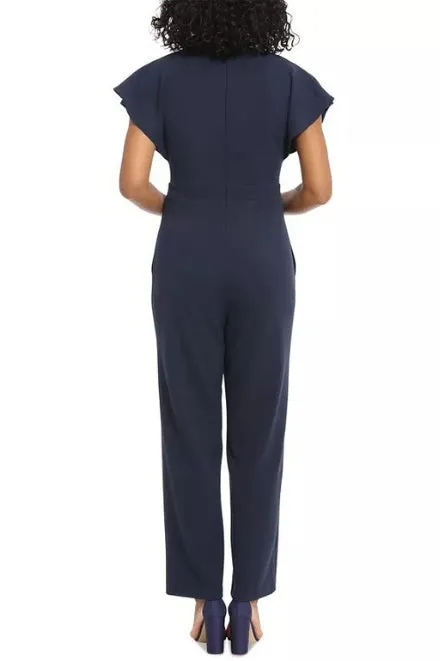 London Times Batwing V-Neck Side-Pocket Zipper Back Jumpsuit