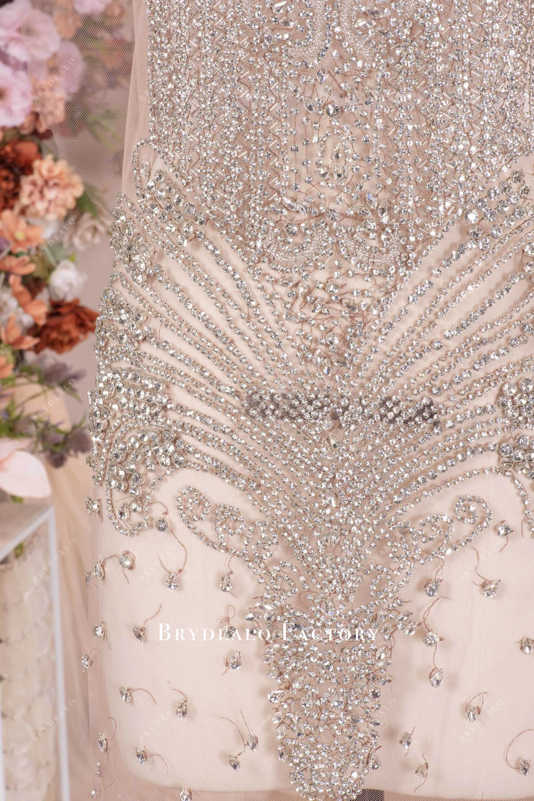 Luxury Silver Rhinestone Applique for Prom Formal Gowns