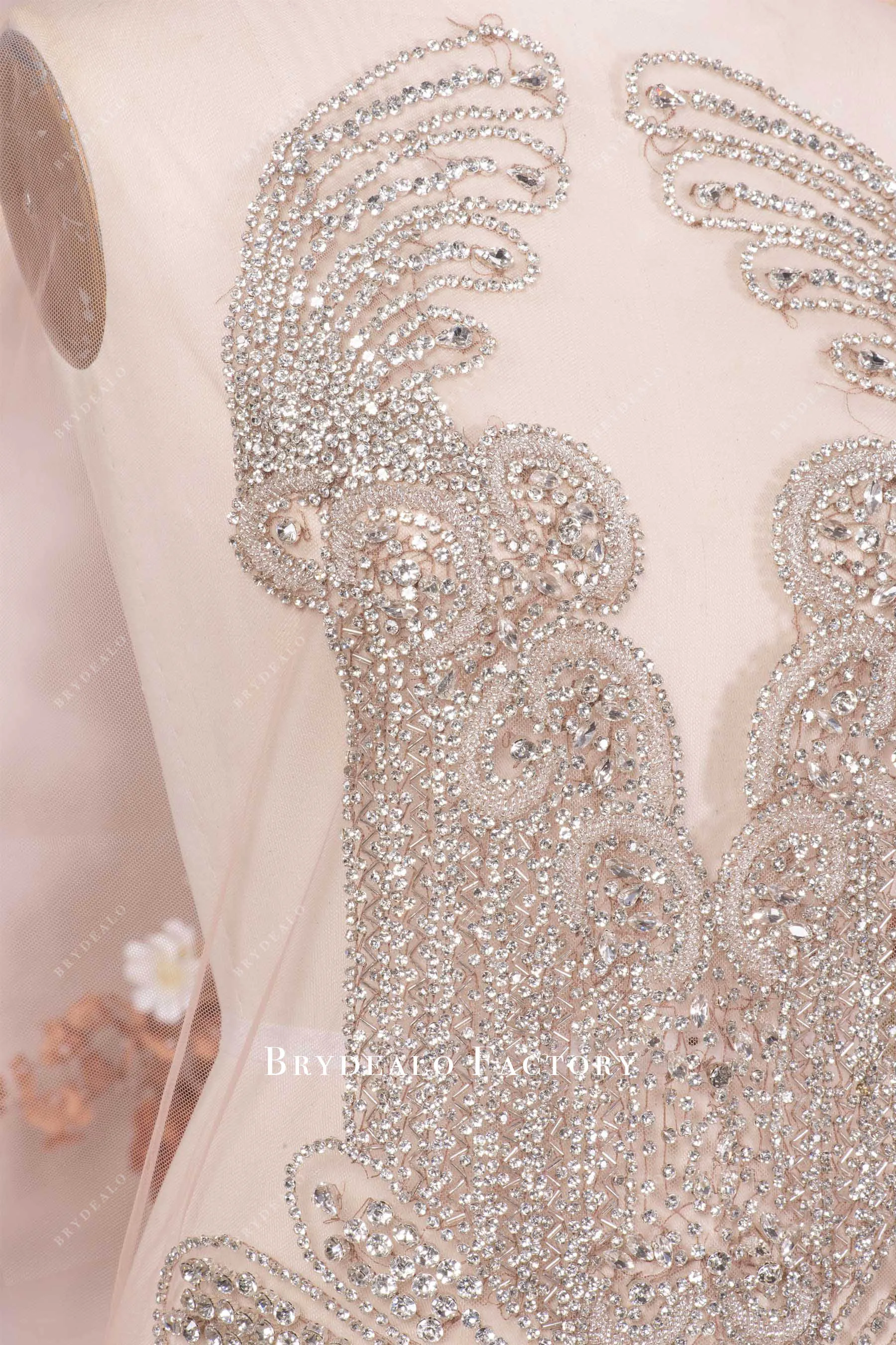 Luxury Silver Rhinestone Applique for Prom Formal Gowns