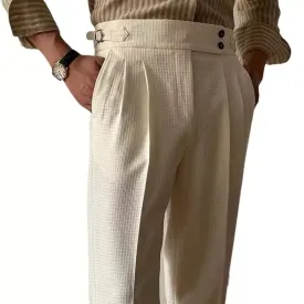 Men's High-Waist Waffle Knit Trousers