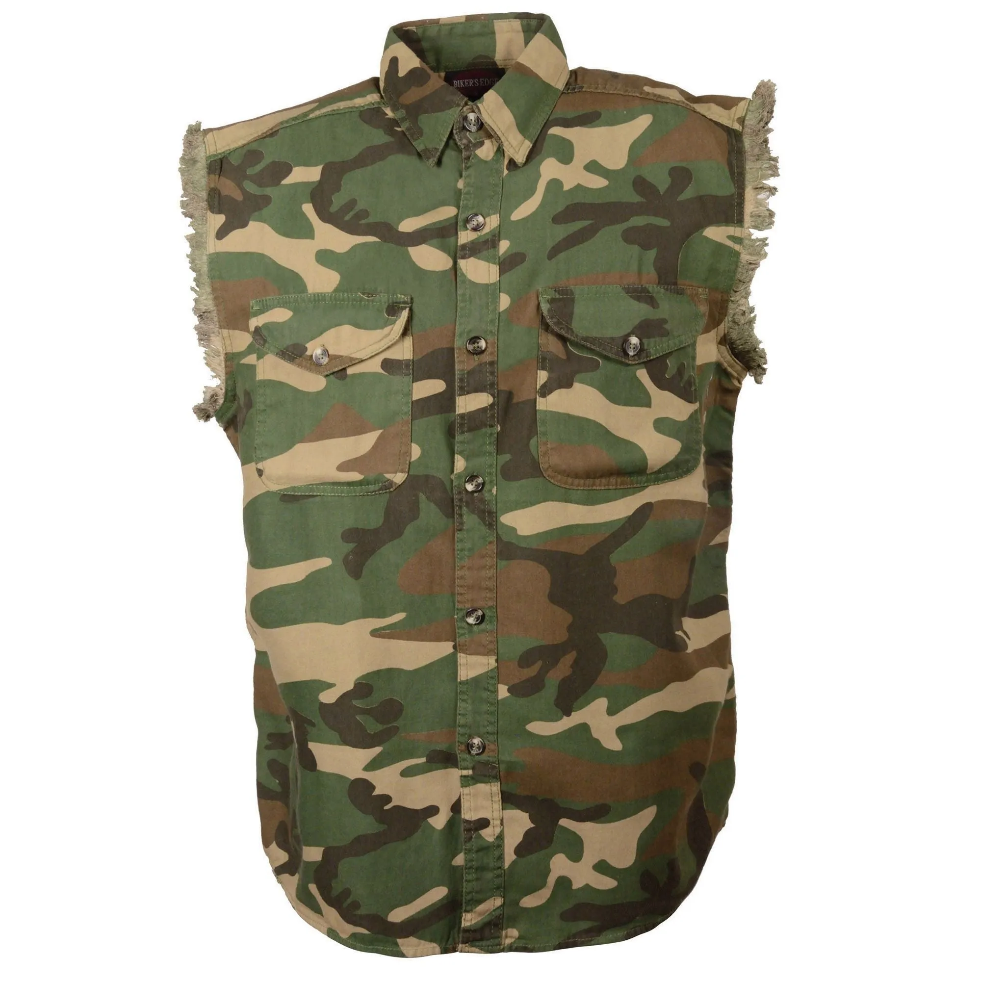 Men's Jungle Camo Lightweight Sleeveless Denim Shirt - DM4010-JUNGLE