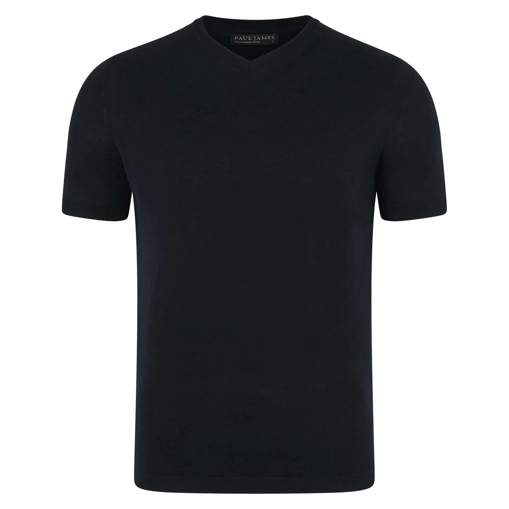 Mens Superfine Mercerised Cotton V Neck Knitted T-Shirt