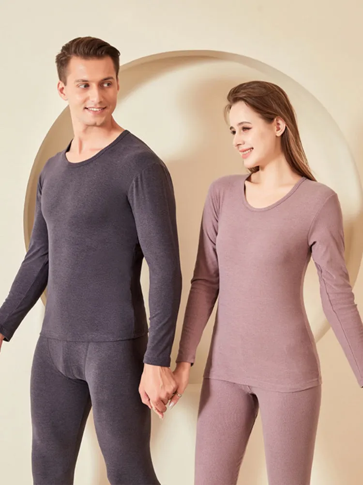 Mid Low Neck Couple High Elastic Pajamas Set