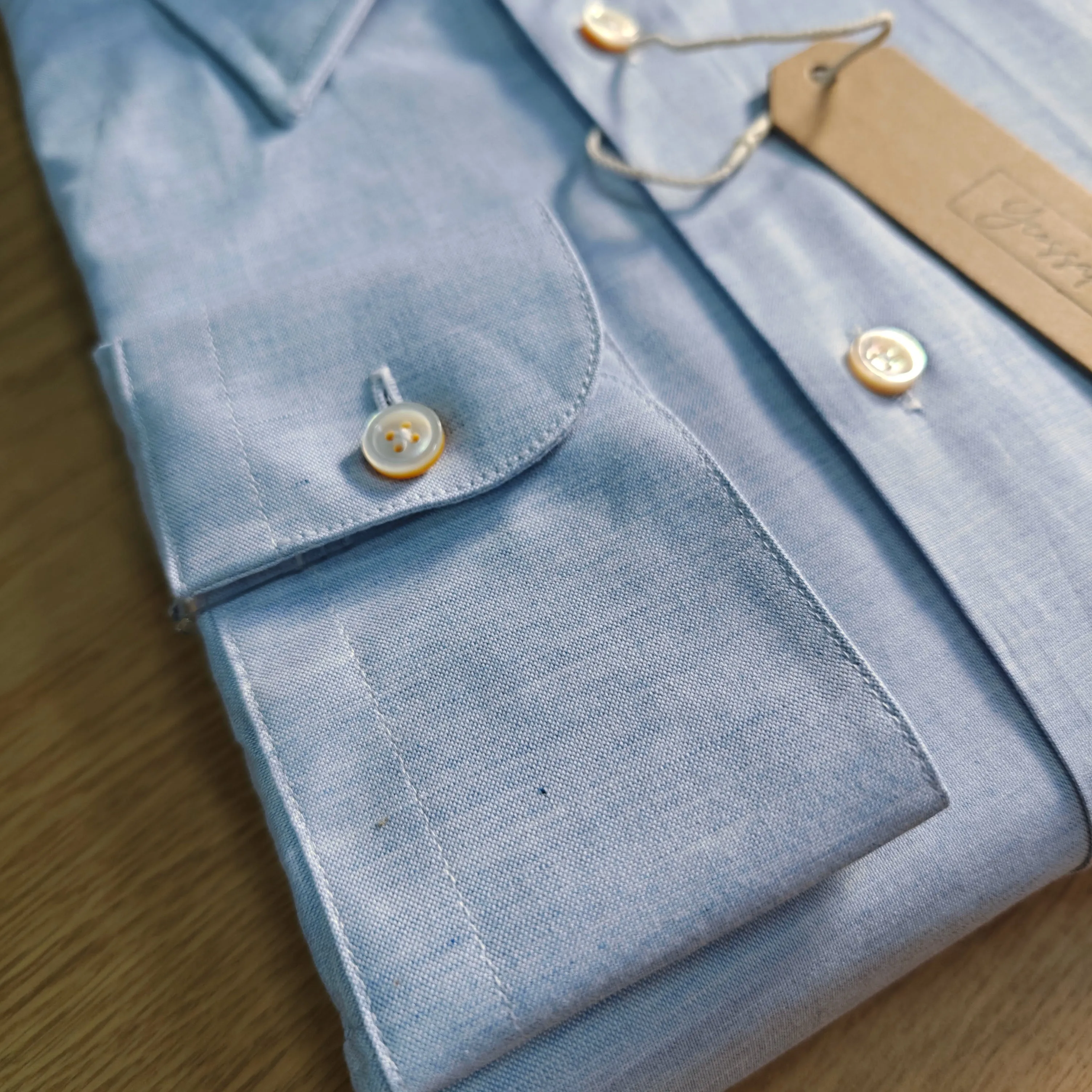 Monti Sky Blue Chambray Cotton Long Sleeves Shirt - SS095