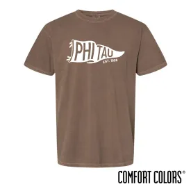 New! Phi Tau Comfort Colors Brown Pennant Short Sleeve Tee