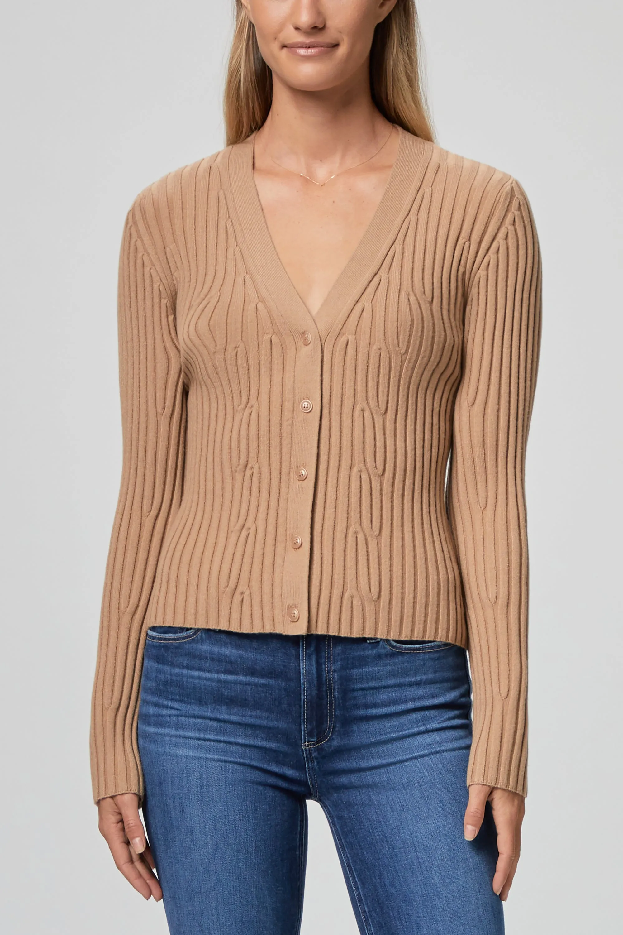 Paige - Shirin Cardigan in Dark Camel