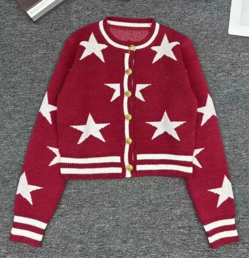 Pre Order:  Stars Stripes Knitted Cardigan