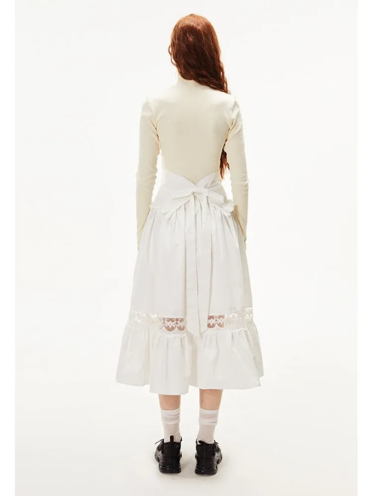 Ruffled Ribbon Shirt & Splicing Lace Skirt【s0000003552】