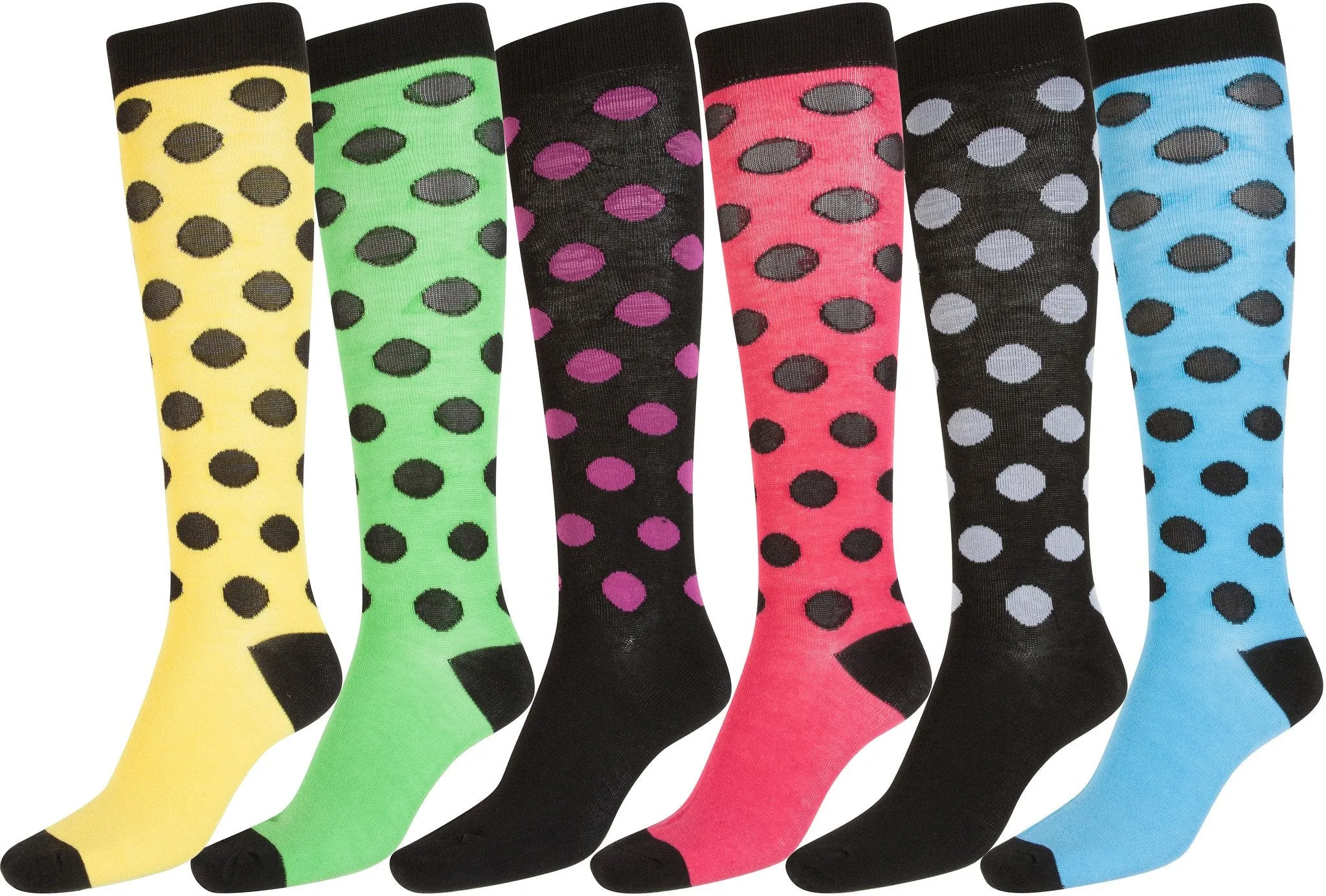 Sakkas Women's Fun Colorful Design Poly Blend Knee High Socks Assorted 6-Pack