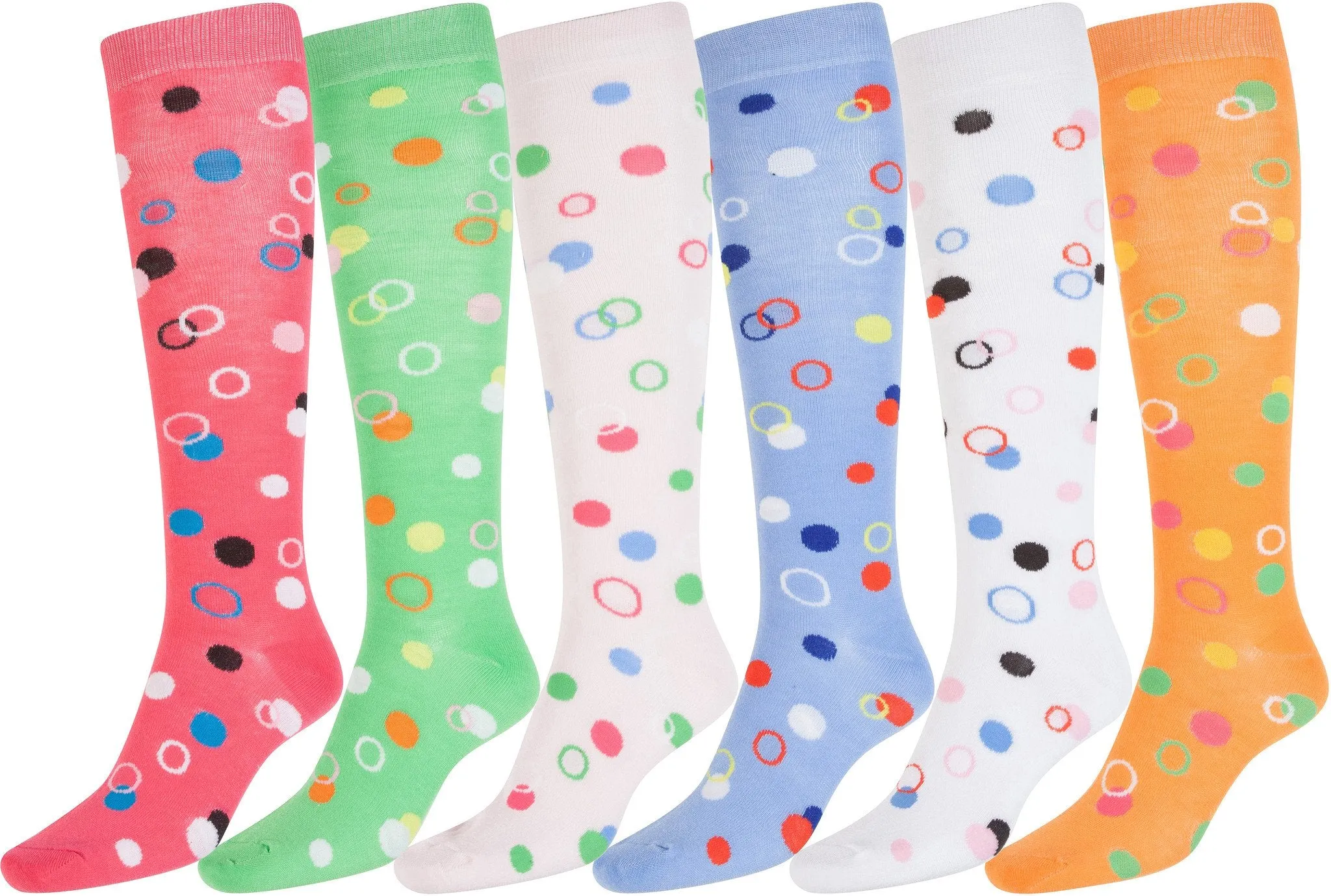 Sakkas Women's Fun Colorful Design Poly Blend Knee High Socks Assorted 6-Pack