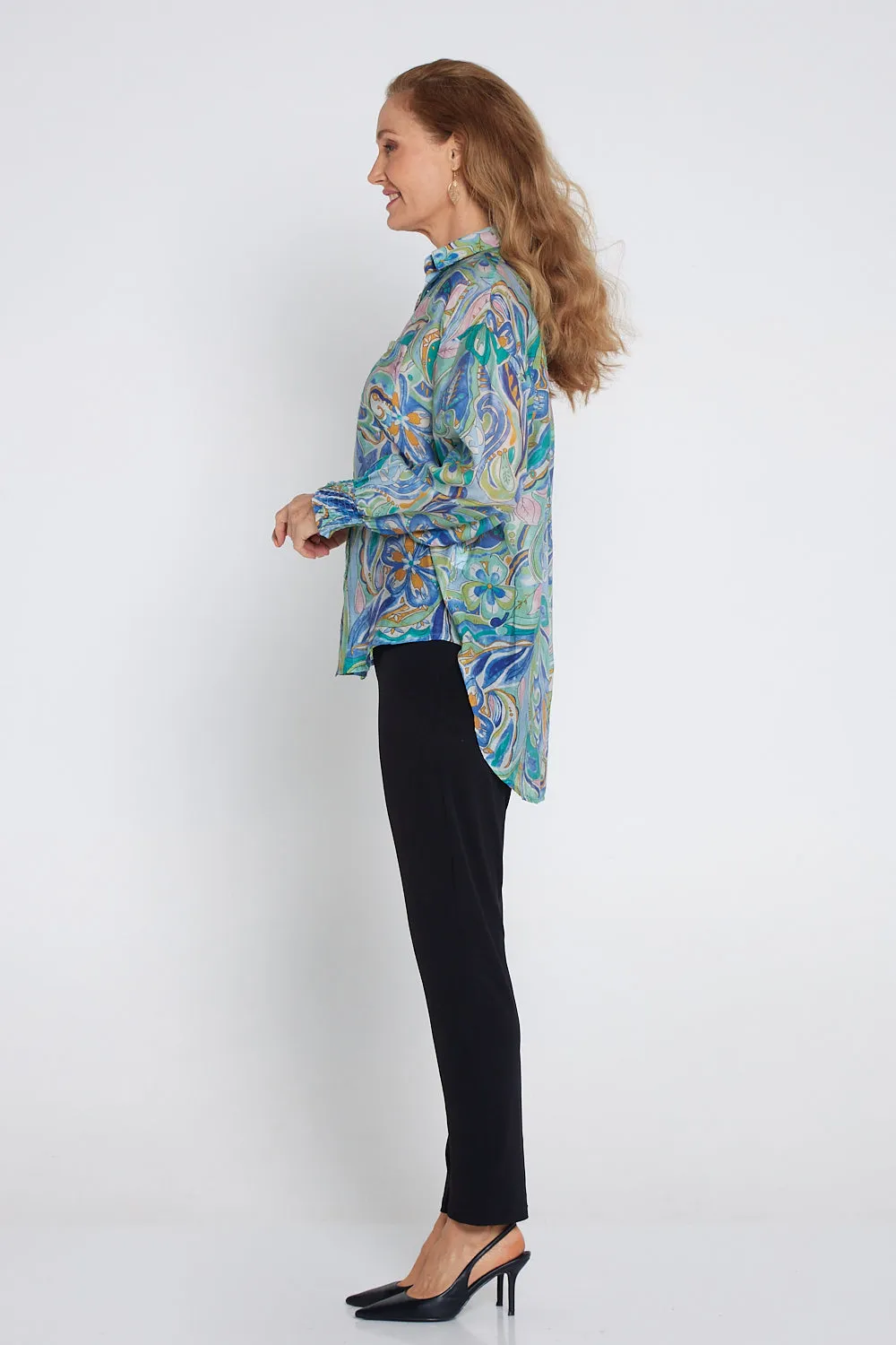 Serenity Blouse - Lavender Aqua Paisley