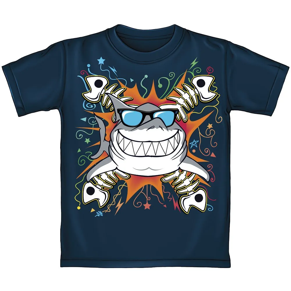 Shark Sunglasses (Glow in The Dark) Youth Tee Shirt (Large 10-12