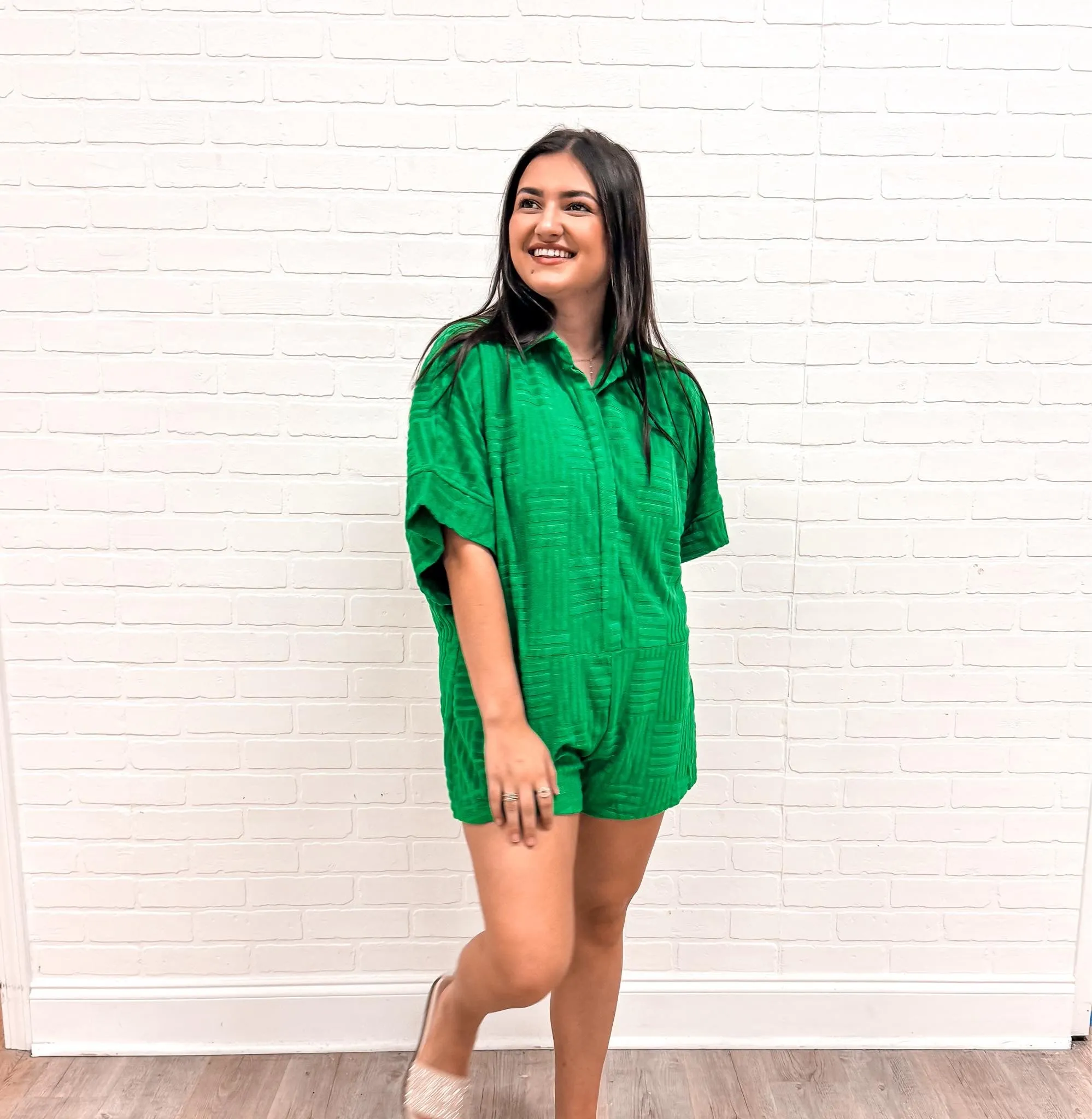 Summer Time Blues Romper Green