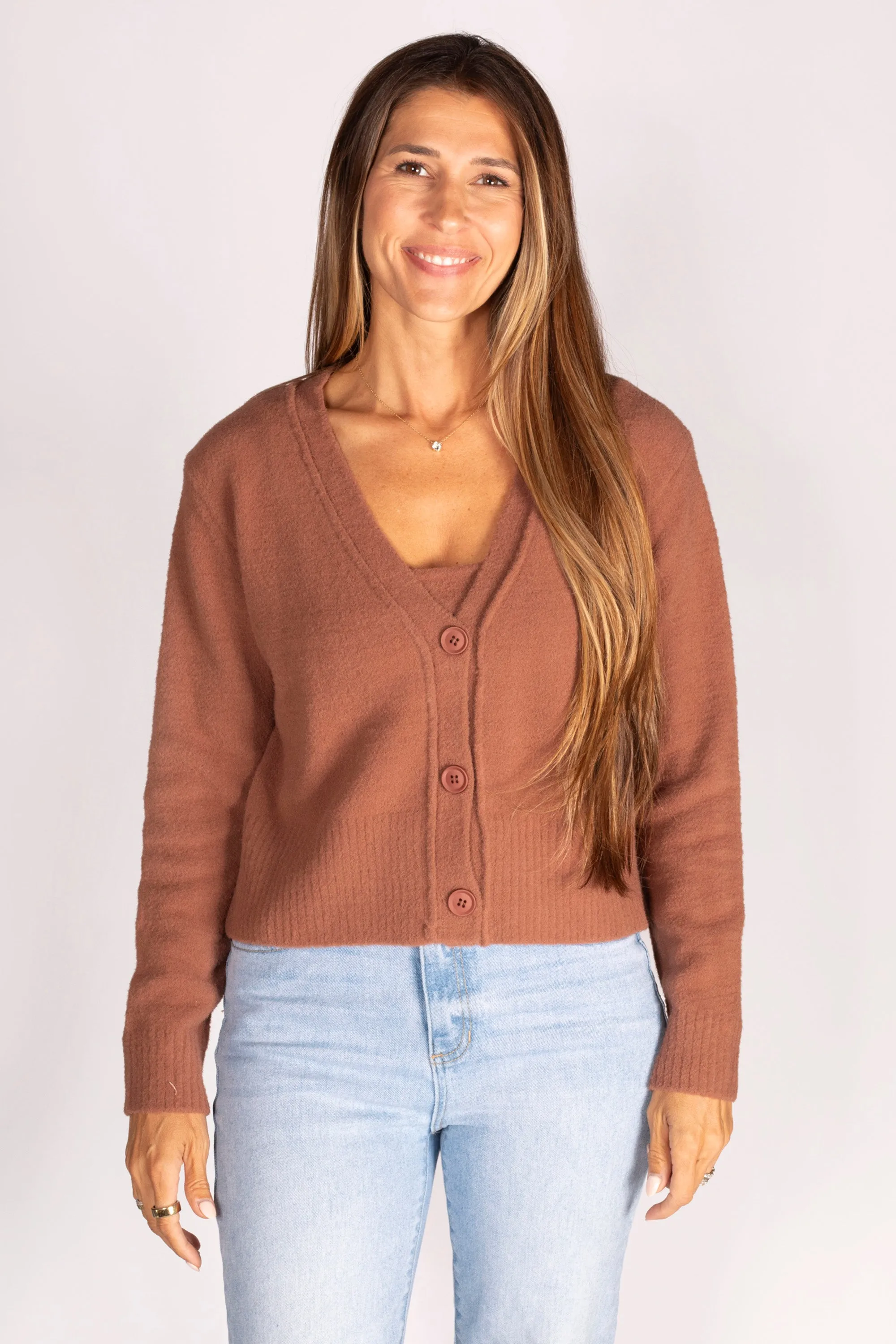 Toffee Cozy Cloud Cardigan Set - SALE