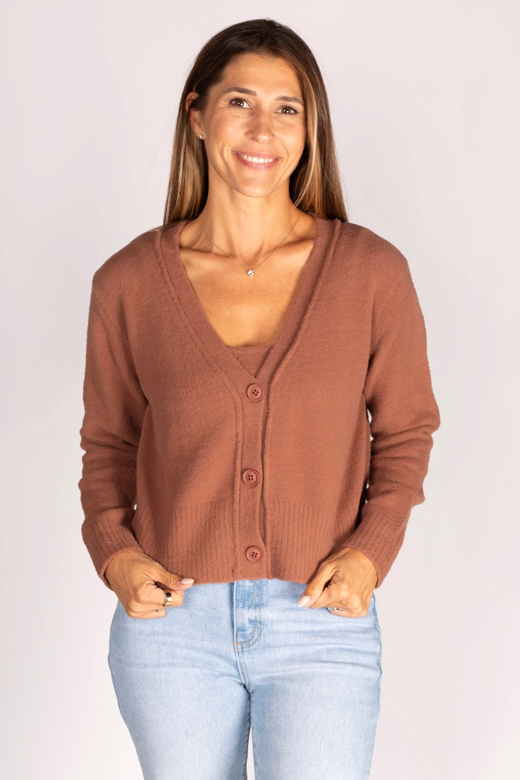 Toffee Cozy Cloud Cardigan Set - SALE