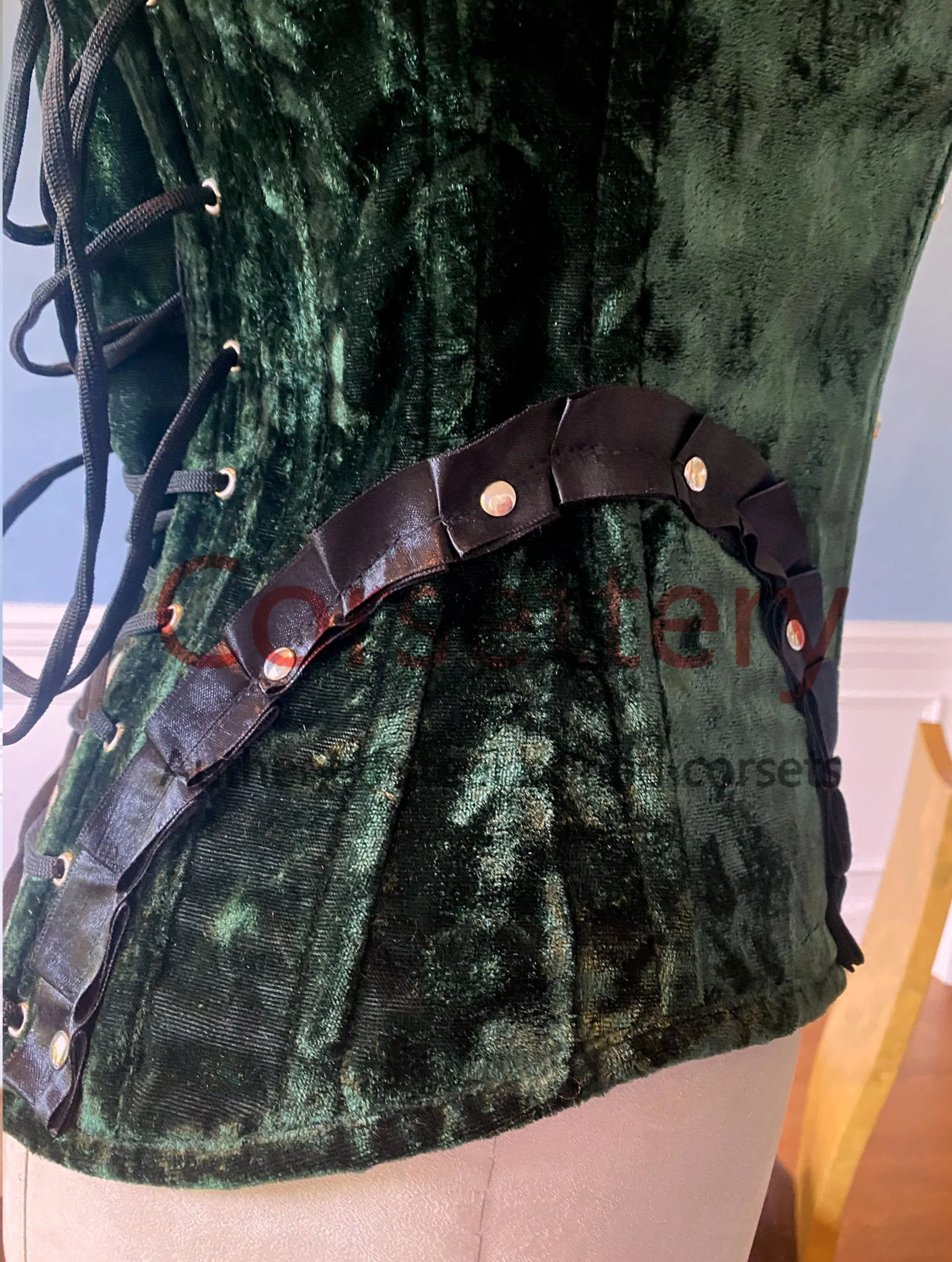 Vest corset in steampunk style from velvet with high back. Gothic Victorian, steampunk affordable corset