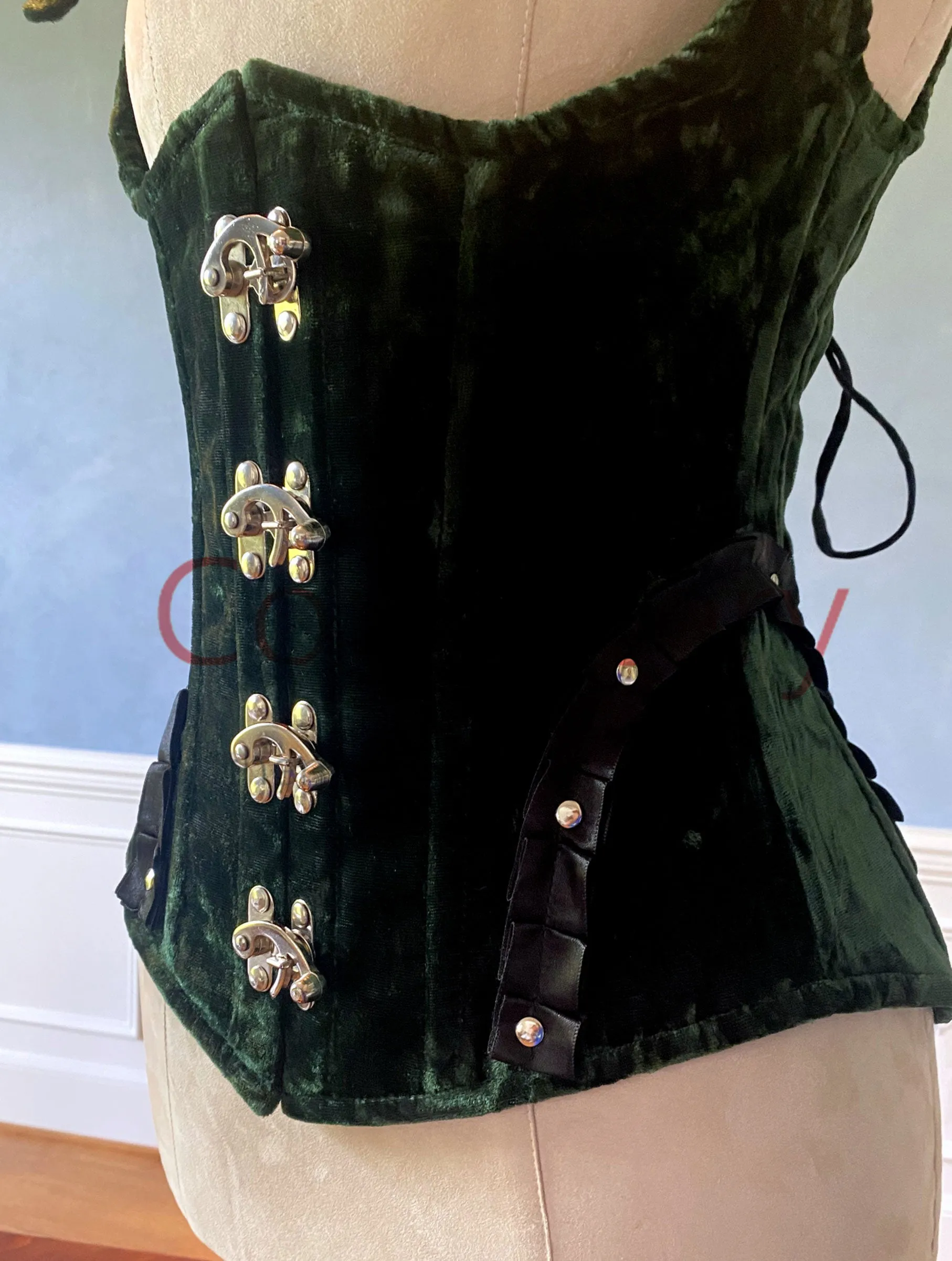 Vest corset in steampunk style from velvet with high back. Gothic Victorian, steampunk affordable corset