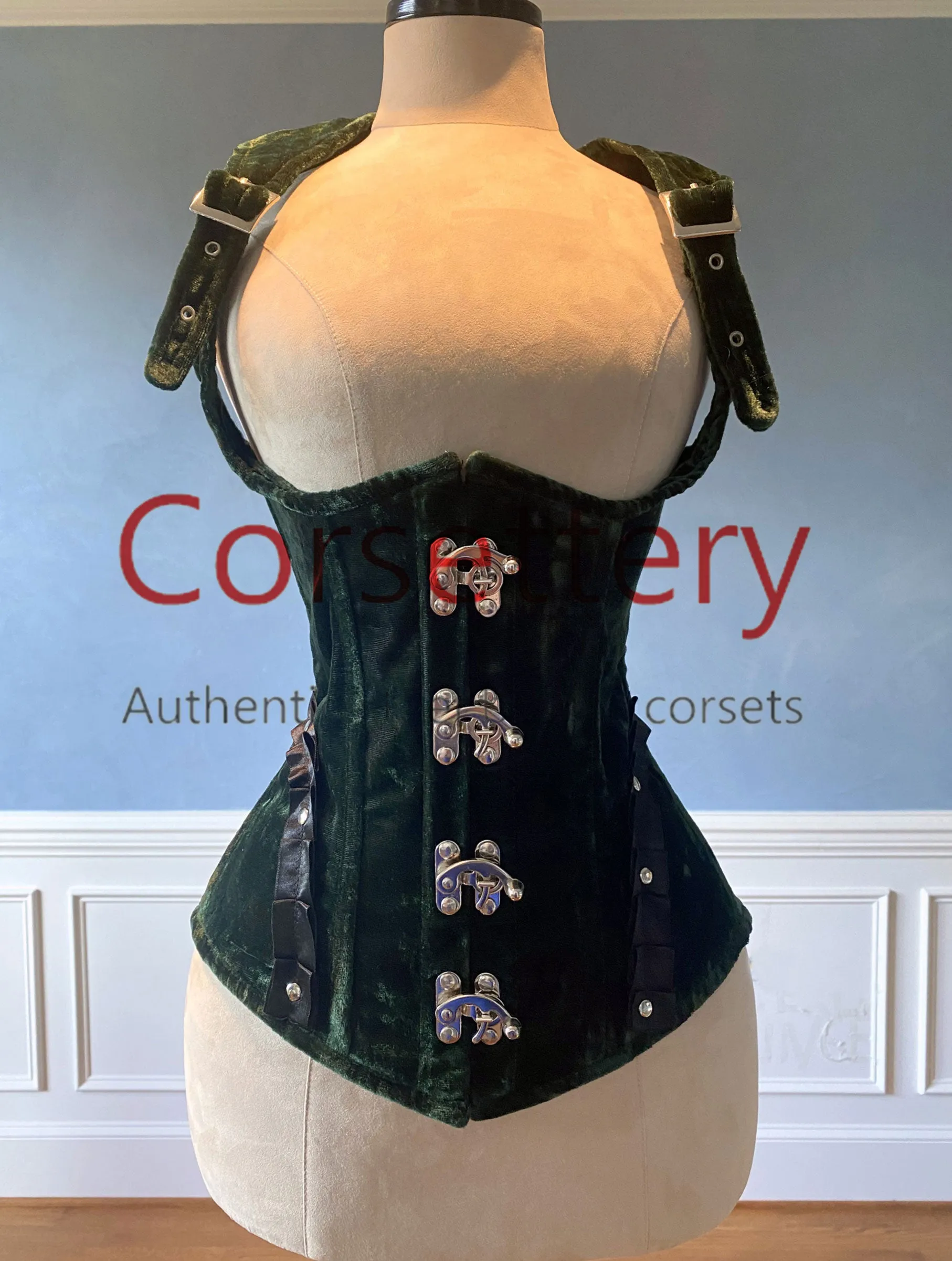 Vest corset in steampunk style from velvet with high back. Gothic Victorian, steampunk affordable corset